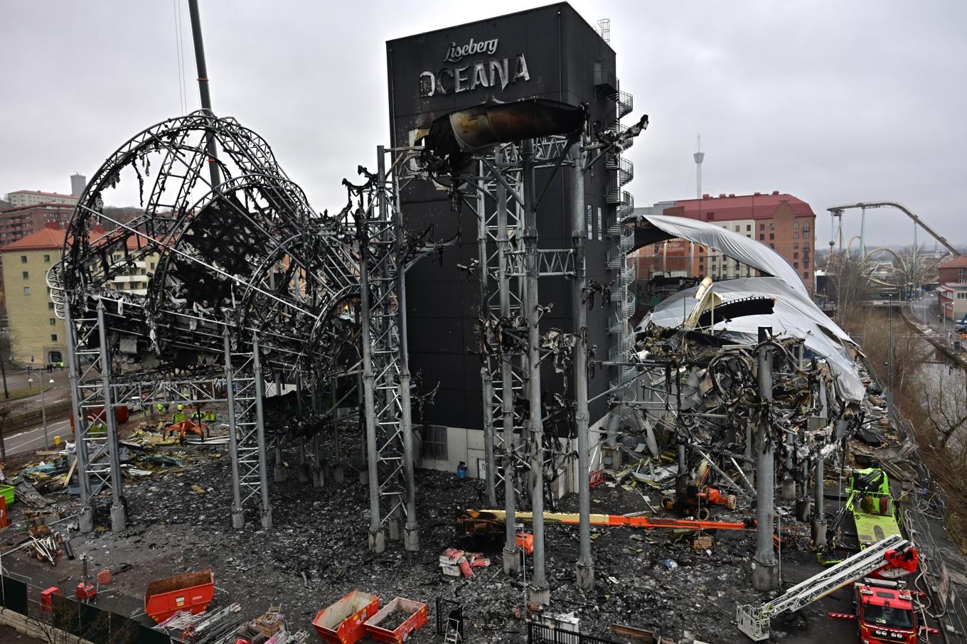 Den utbrunna anläggningen på Mölndalsvägen i Göteborg. Arkivbild. Foto: Björn Larsson Rosvall/TT