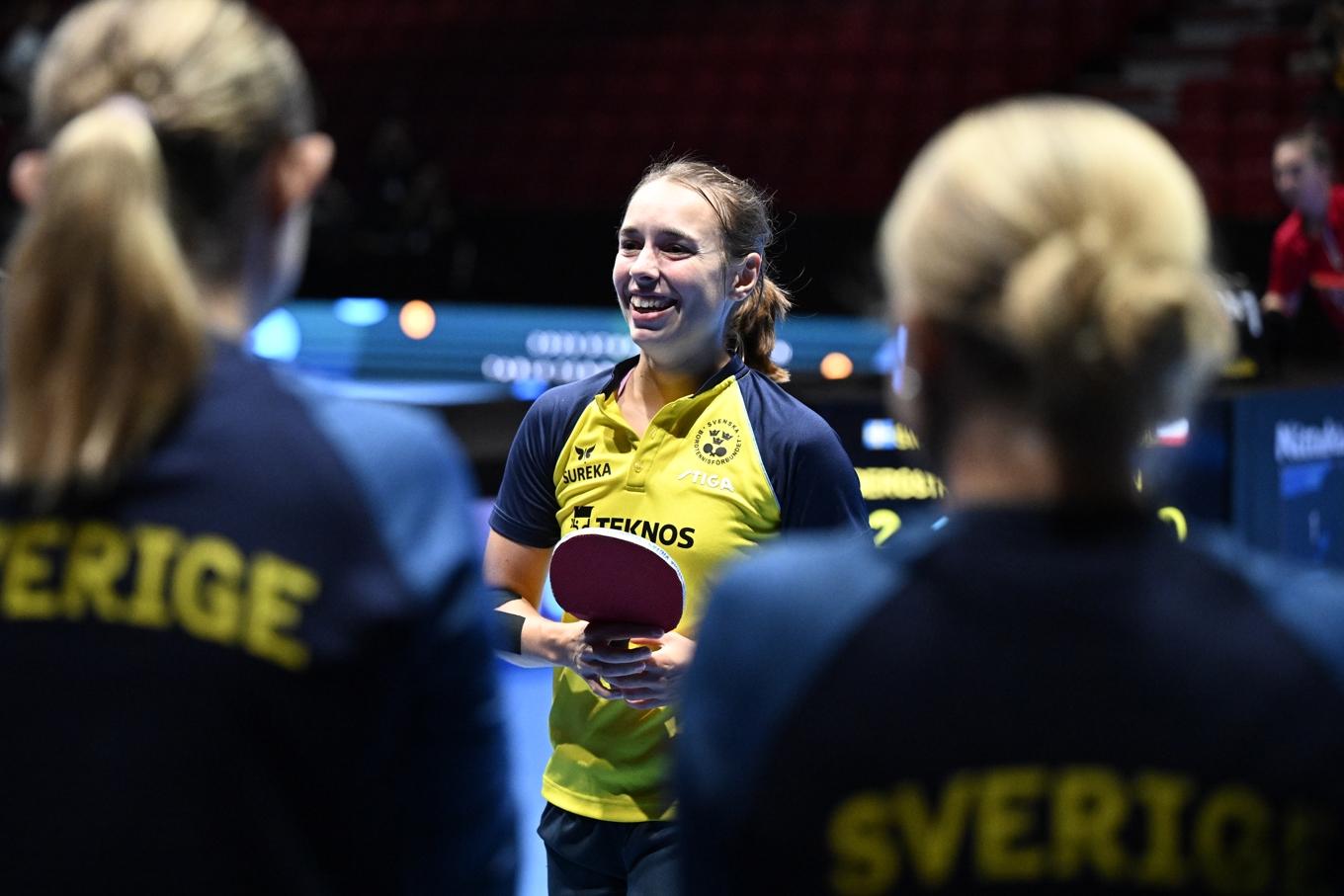 Linda Bergström och lagkamraterna i det svenska damlandslaget är klara för slutspel i bordtennisens lag-VM i Sydkorea. Arkivbild. Foto: Johan Nilsson/TT