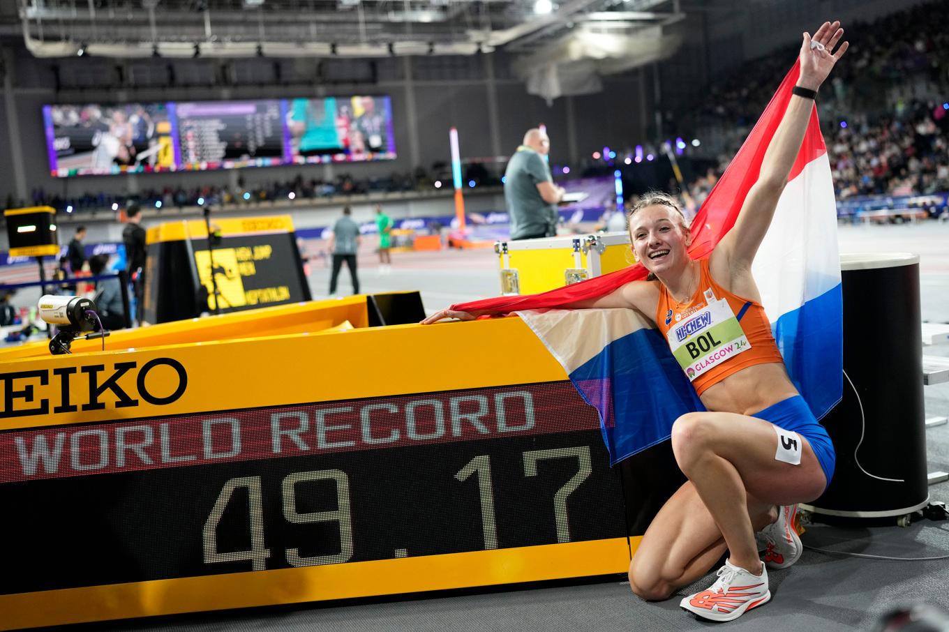 Femke Bol, färsk världsmästare och innehavare av ett nytt världsrekord på 400 meter. Foto: Bernat Armangue/AP