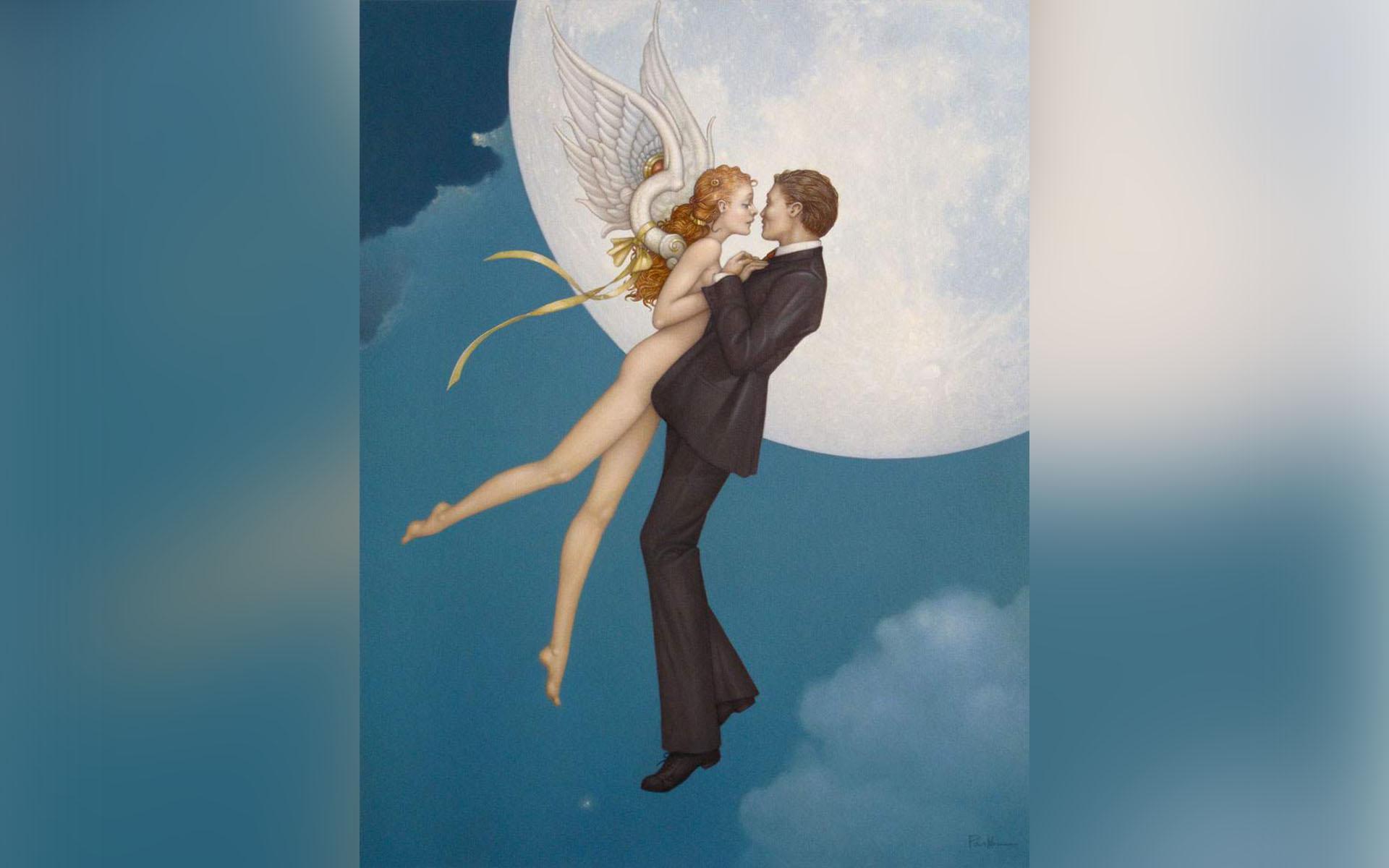 Romantik, enkel att falsifiera, omöjlig att motbevisa. Målning av Michael Parkes (1944-). Foto: Public Domain