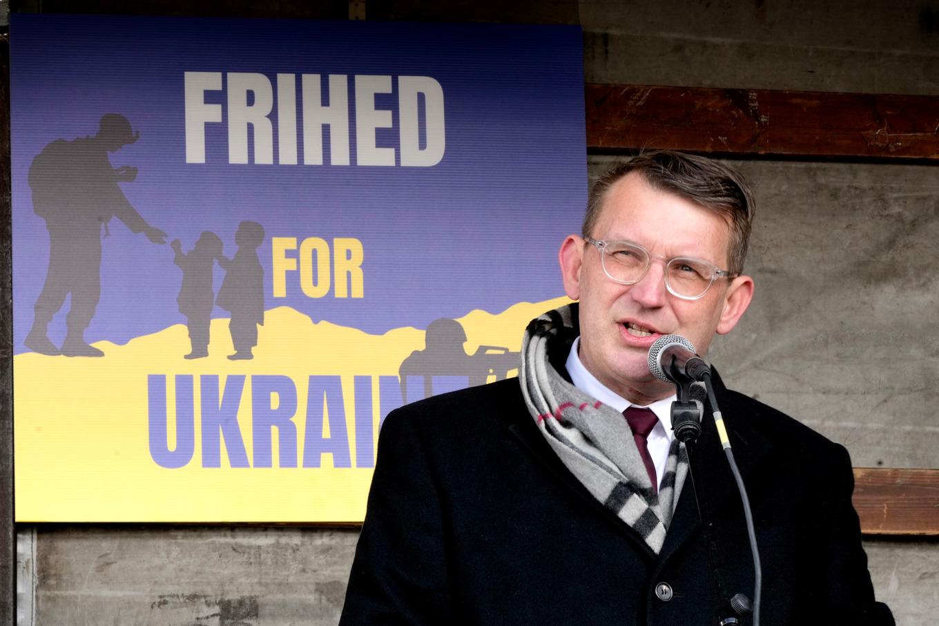 Danmarks försvarsminister Troels Lund Poulsen vid ett evenemang för Ukraina i februari. Foto: Keld Navntoft/AP/TT