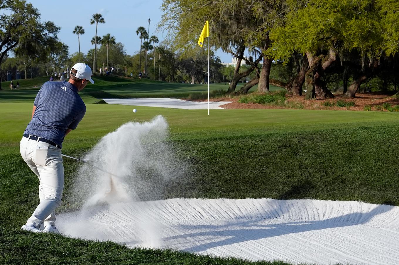 Ludvig Åberg under andra rundan i i The Players Championship i Florida. Foto: Lynne Sladky/AP/TT