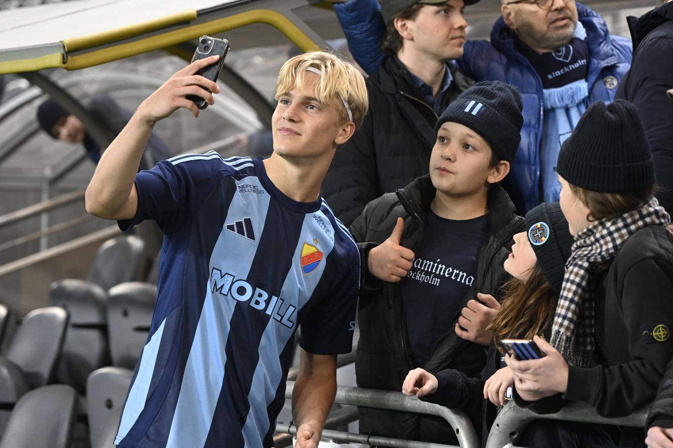 Lucas Bergvall spelar den allsvenska vårsäsongen för Djurgården innan han flyttar till Tottenham. Arkivbild. Foto: Anders Wiklund/TT