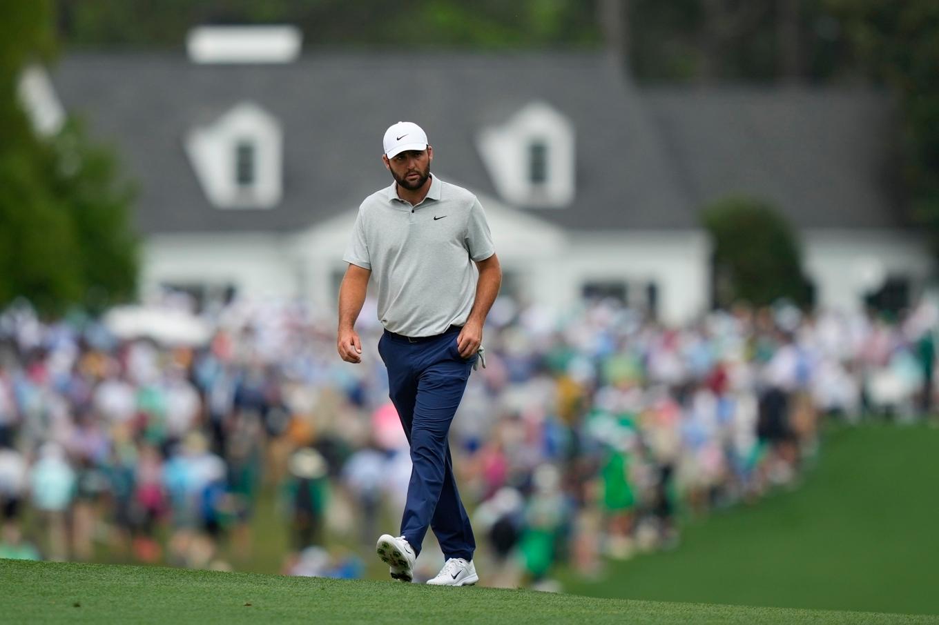 Scottie Scheffler under första rundan i US Masters. Foto: Matt Slocum/AP/TT