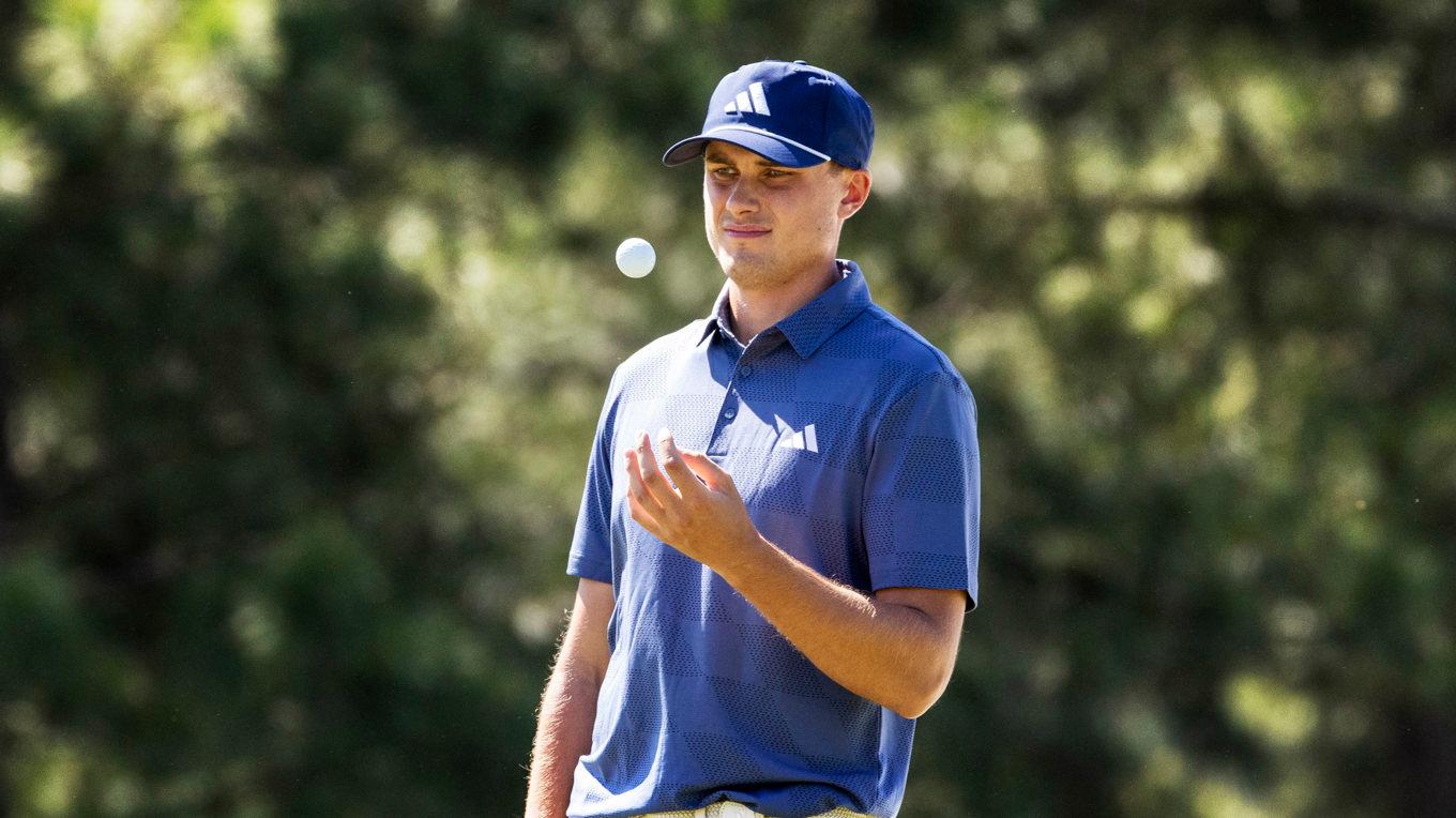 Ludvig Åberg ligger sjua i US Masters. Foto: Christer Höglund/TT