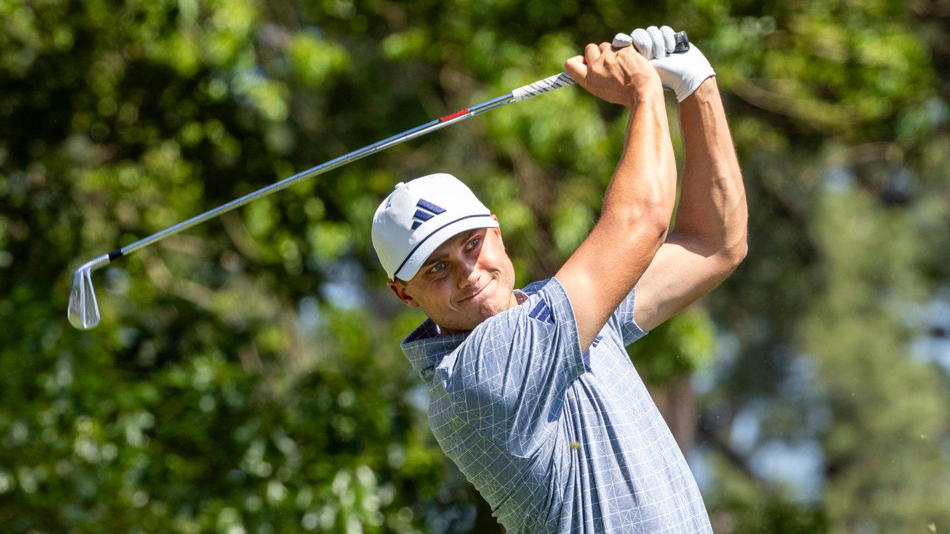 Ludvig Åberg under slutrundan på Augusta. Foto: Christer Höglund/TT