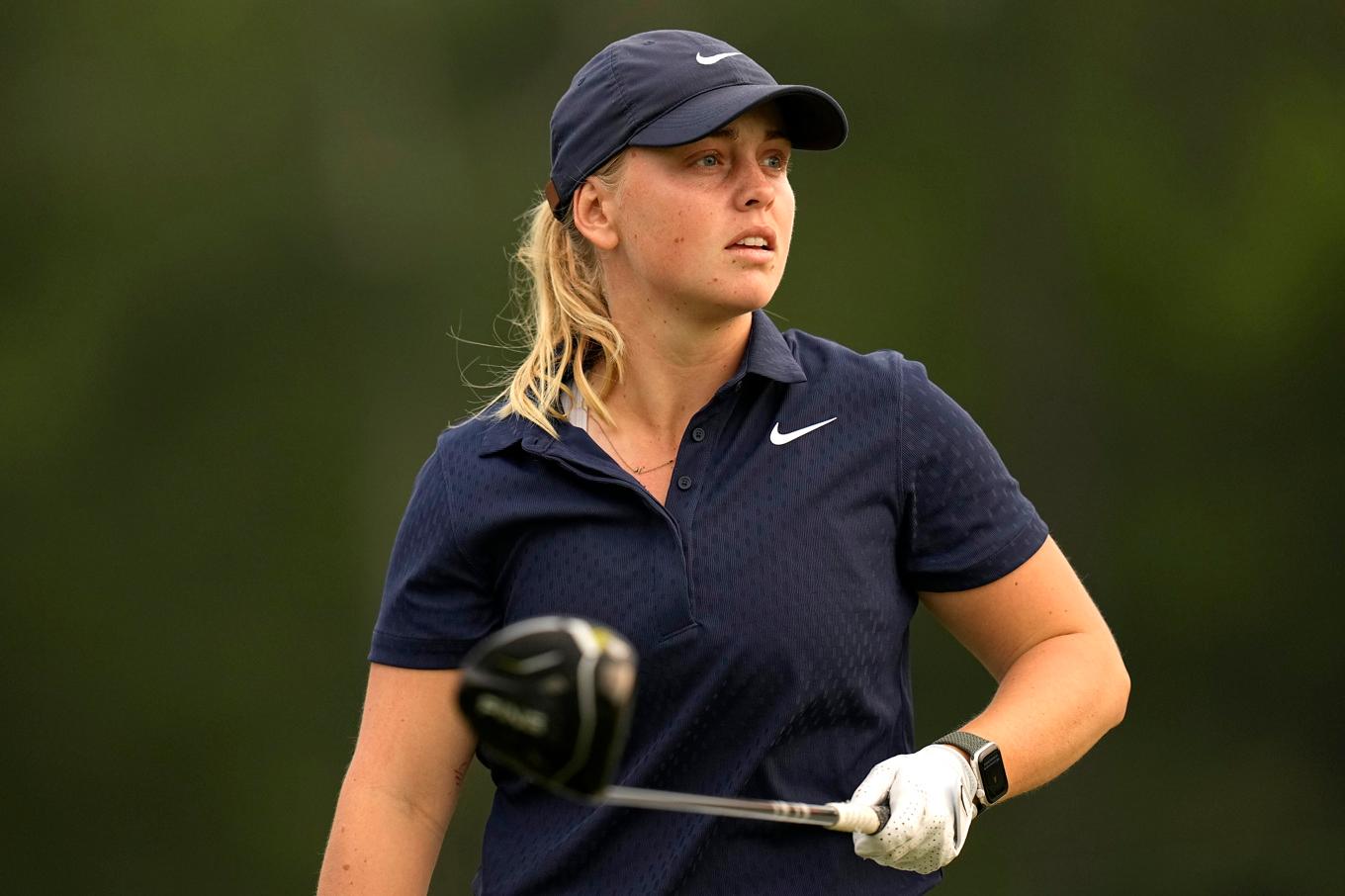 Svenskorna Maja Stark, bilden, och Anna Nordqvist, ligger i täten, fyra slag efter ledaren, efter första rundan i majortävlingen i Texas. Foto: Eric Gay/AP/TT