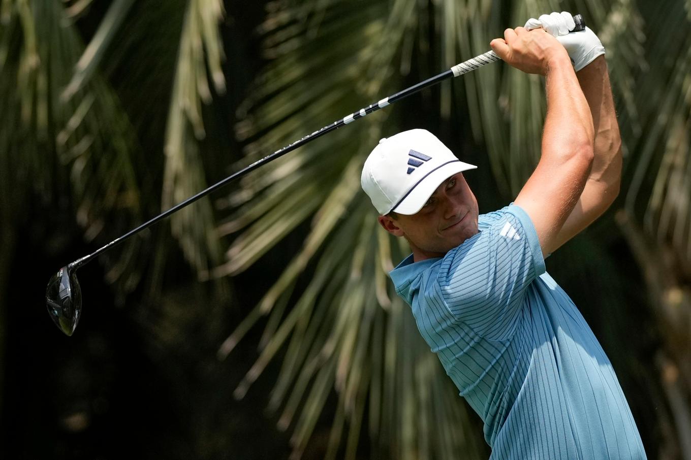 Ludvig Åberg under den tredje dagen av PGA-tourtävlingen i South Carolina. Foto: Chris Carlson/AP/TT