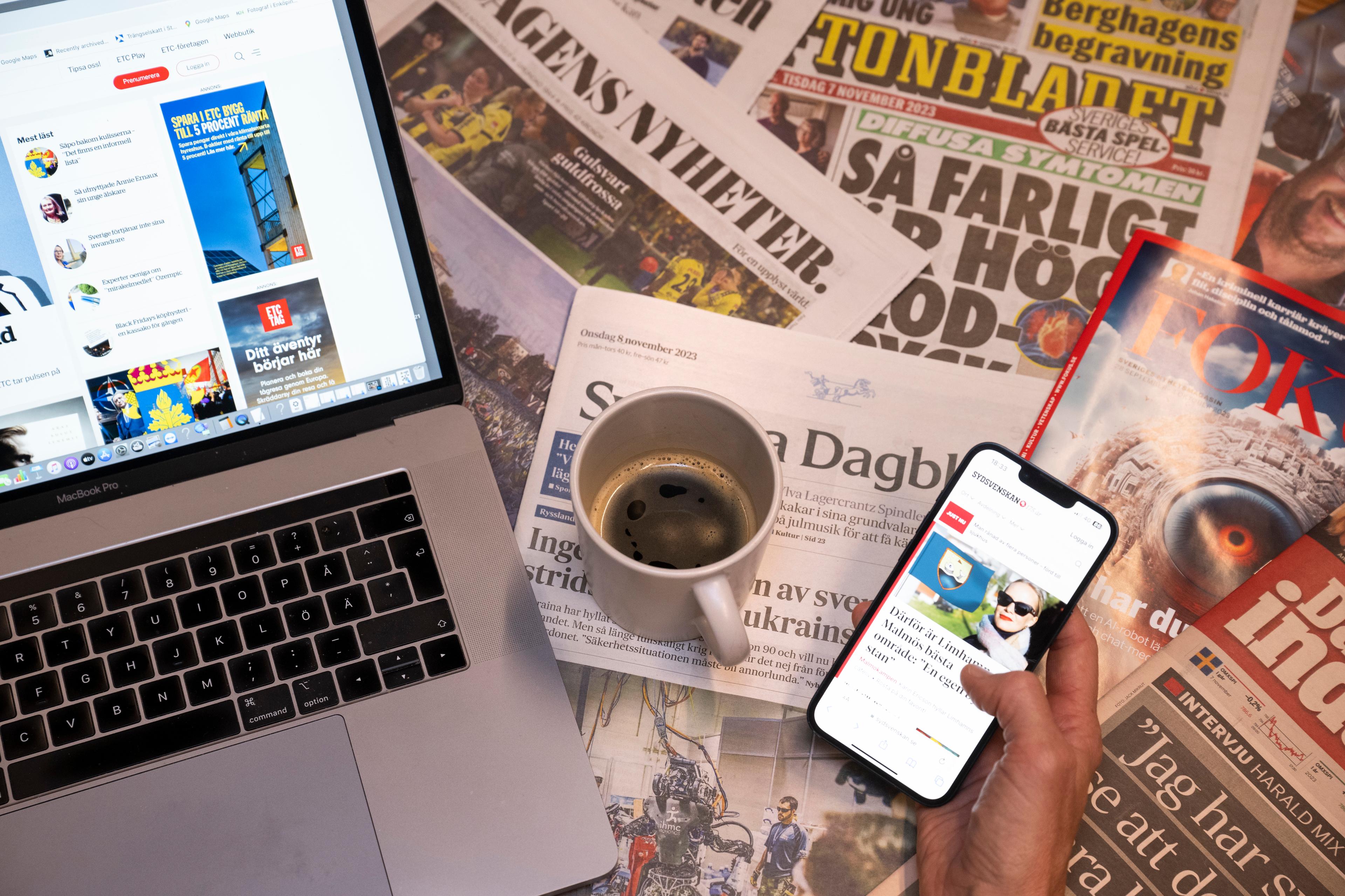 Flera företrädare för svenska medieorganisationer kritiserar lagar och lagförslag. Arkivbild. Foto: Fredrik Sandberg/TT