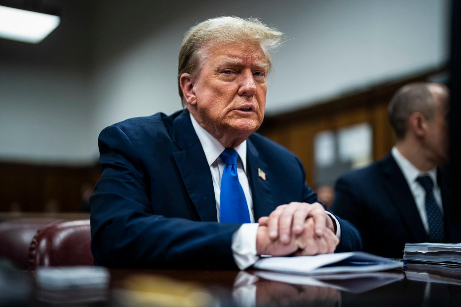 Donald Trump på plats i rätten i stället för att kampanja. Foto: Jabin Botsford-Pool/Getty Images