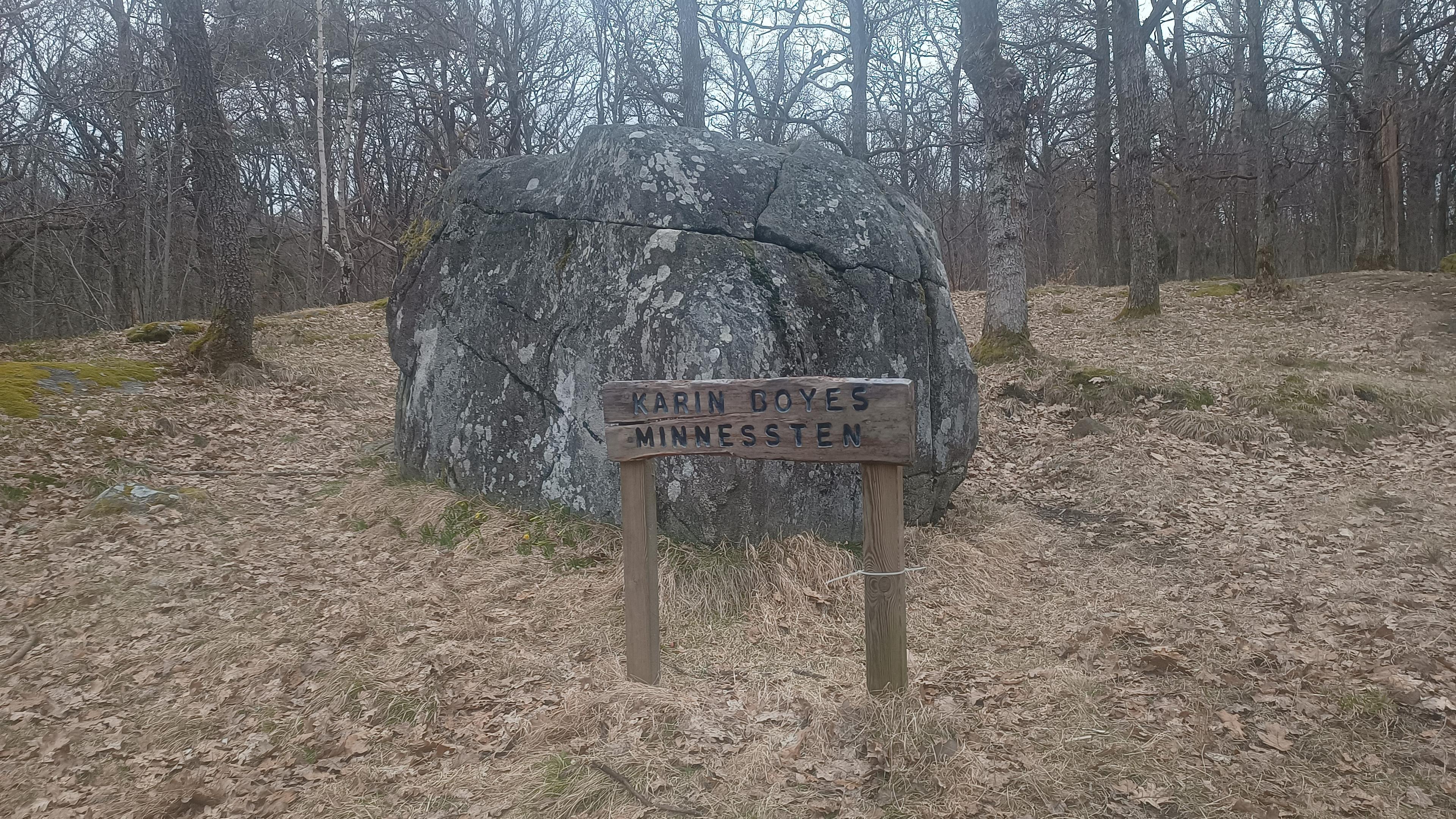 Stenen som Karin Boye dog vid är nu ett minnesmärke. Det är lätt att se varför hon valde denna plats. Foto: Privat