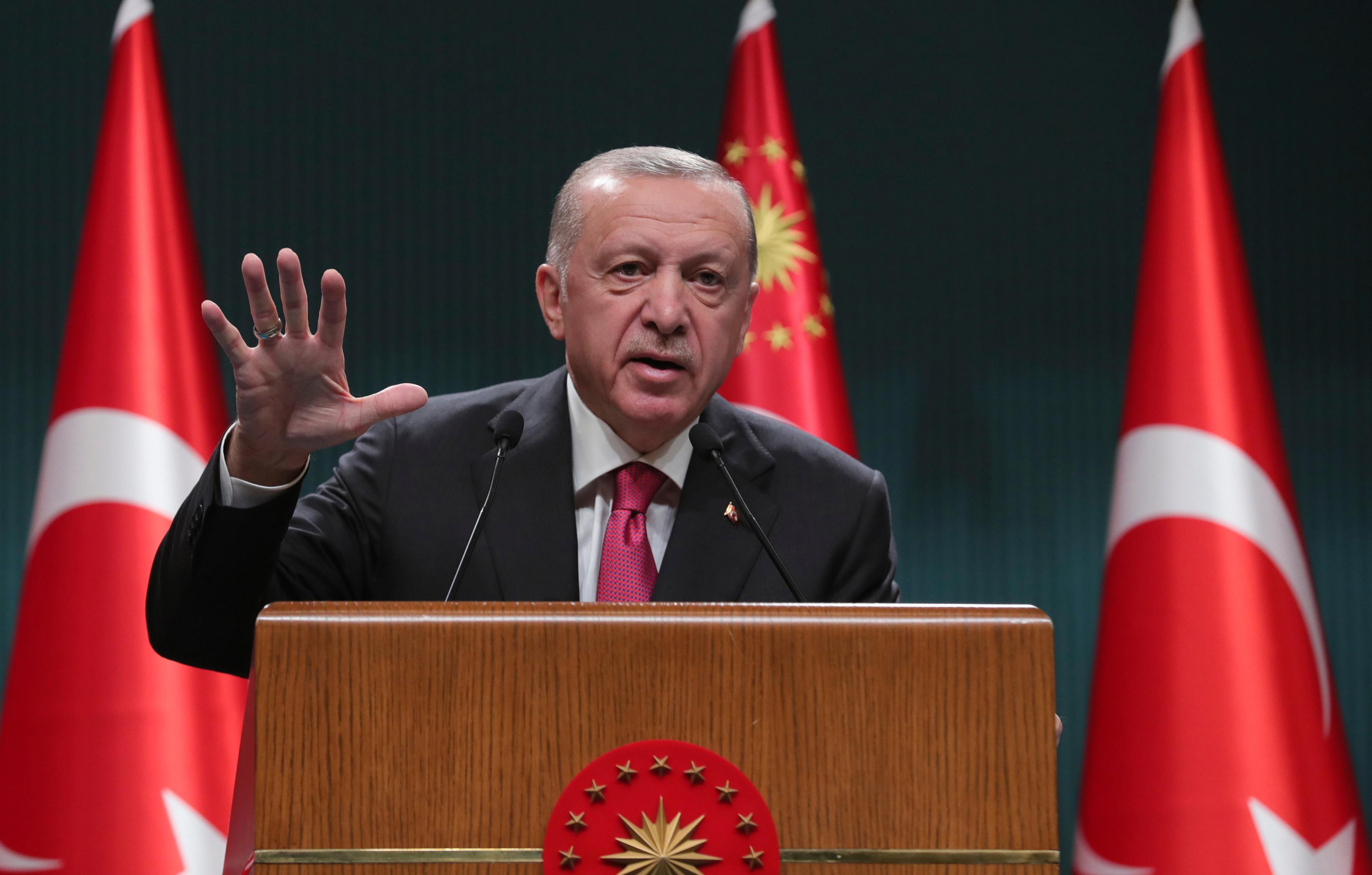 Turkiets president Recep Tayyip Erdogan på bild från i måndags. Foto: Turkiets presidentkansli via AP/TT