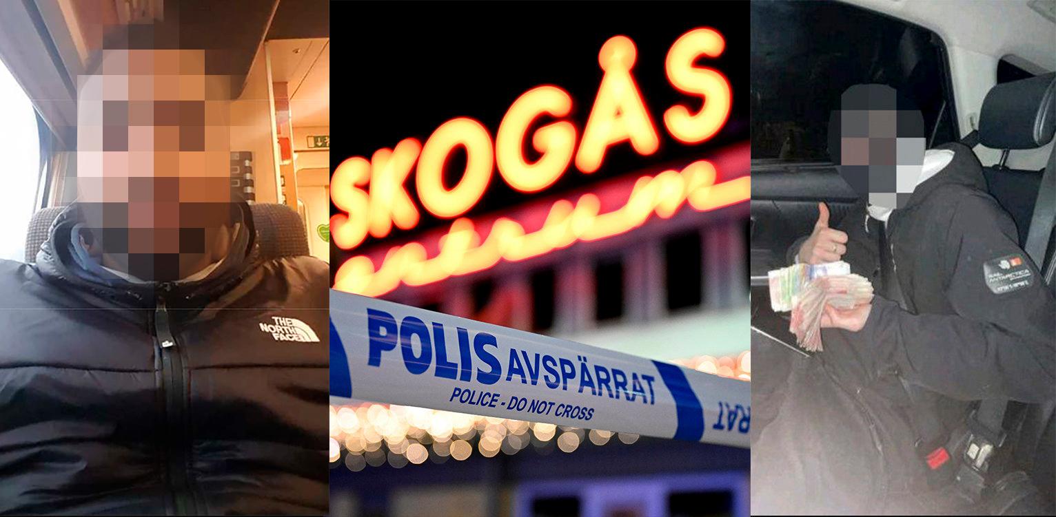 28-åringen (vänster) misstänks bland annat ha organiserat mordet på en 15-årig pojke i Skogås i januari 2023. En annan 15-åring (höger) dömdes för att ha utfört mordet. Bilder från polisens förundersökning. Foto: Jessica Gow/TT, Polisen