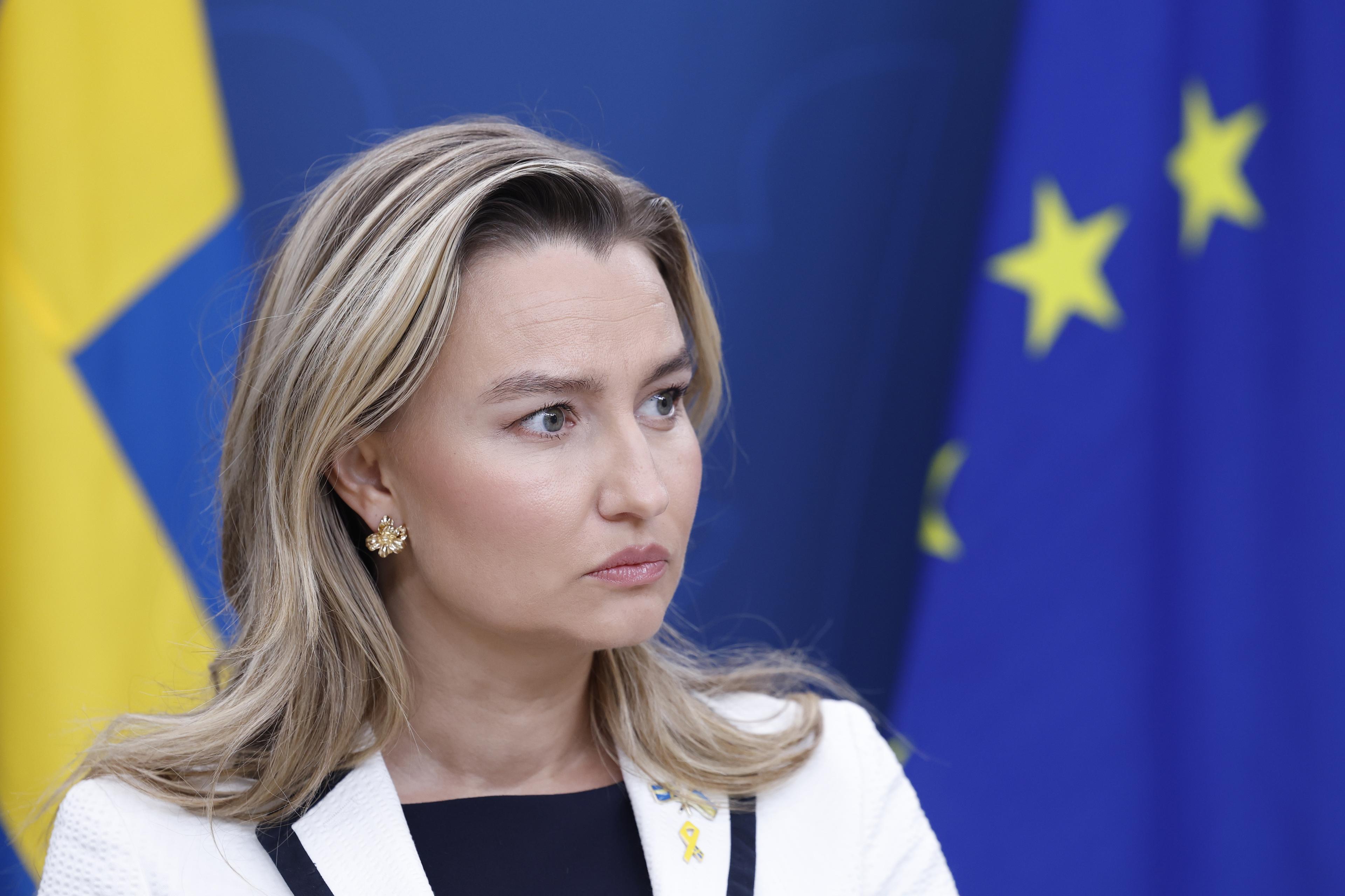 KD:s partiledare Ebba Busch vill se krafttag på EU-nivå mot äldrebedrägerierna. Arkivbild. Foto: Christine Olsson/TT
