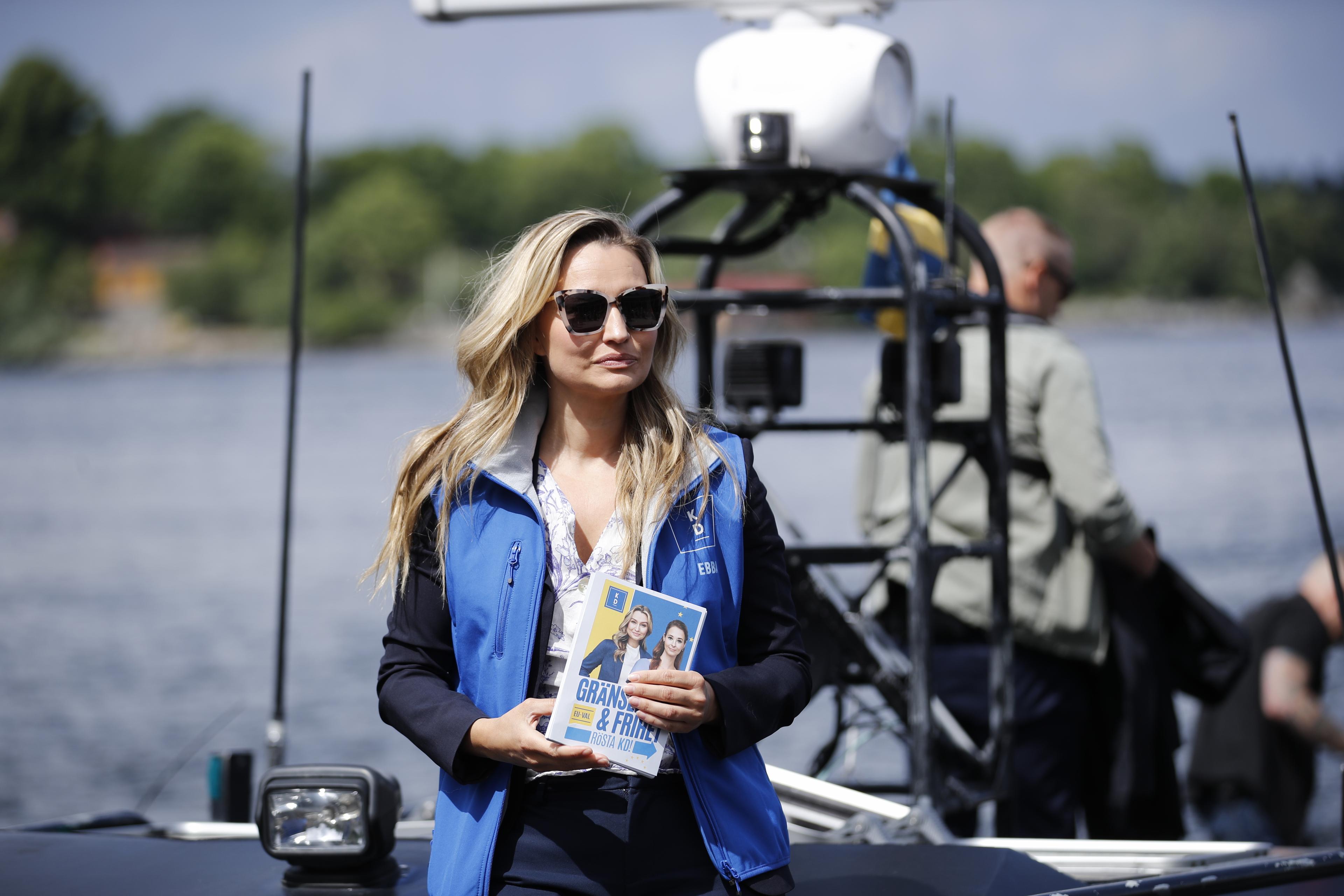 Kristdemokraternas partiledare Ebba Busch håller valspurten inför EU-valet till sjöss. Foto: Caisa Rasmussen/TT