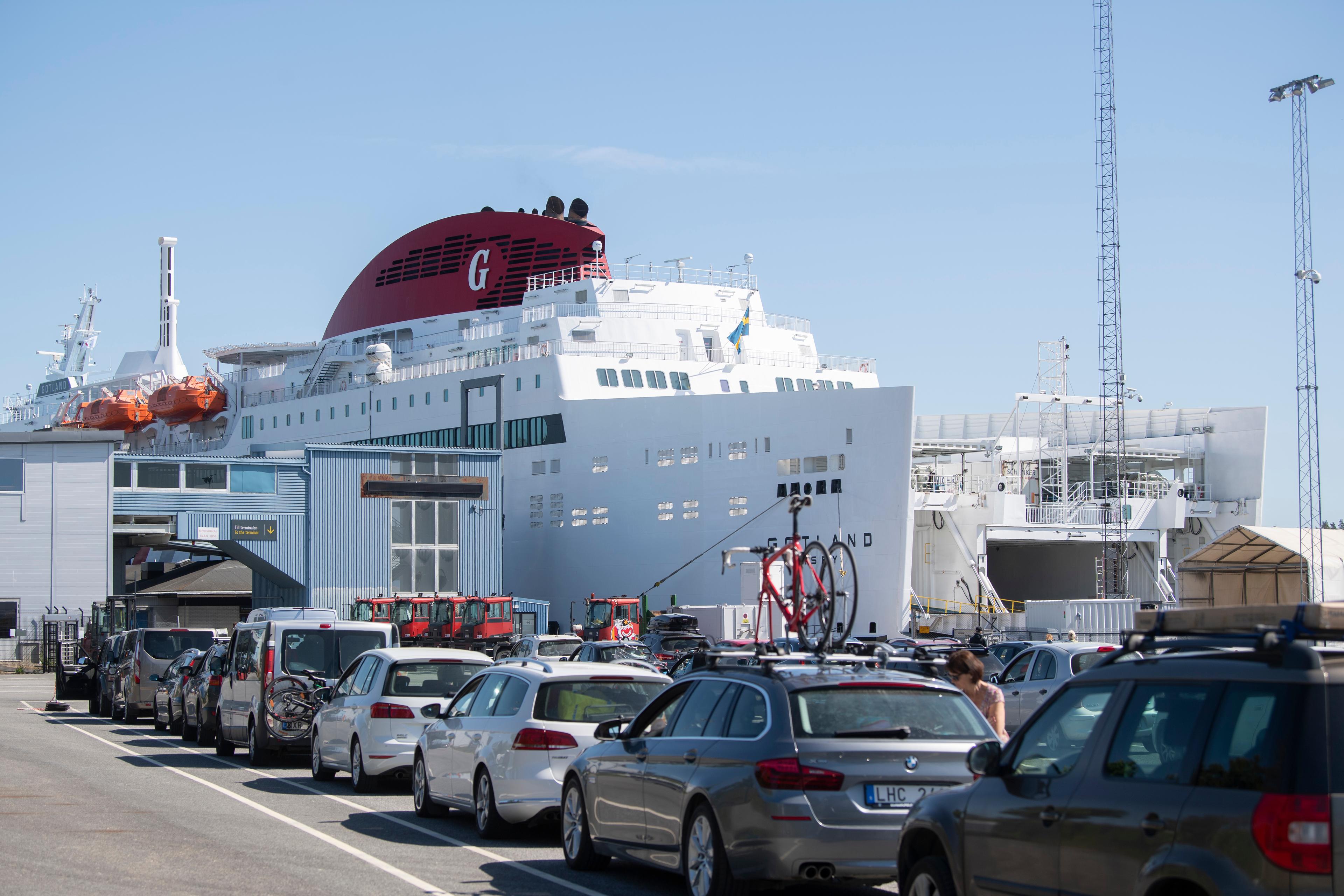 Destination Gotlands färja väntar på passagerare i Nynäshamn. Arkivbild. Foto: Fredrik Sandberg/TT