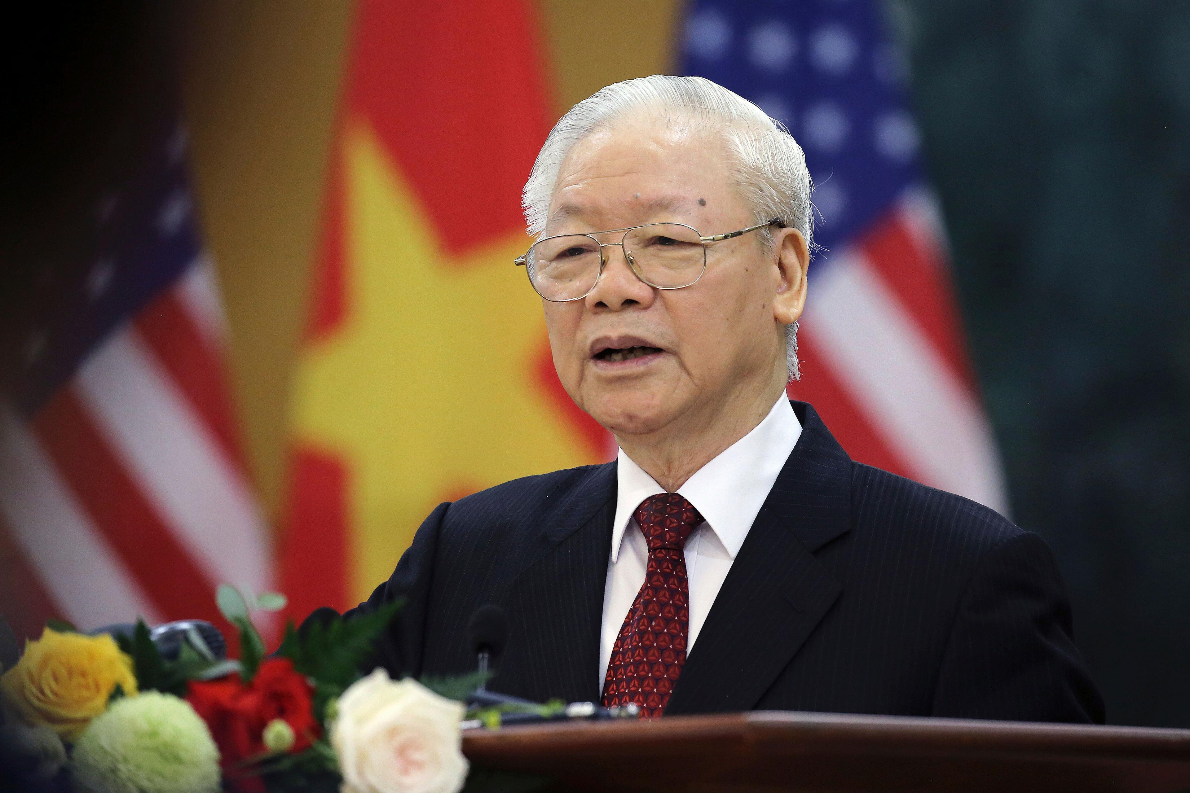 Vietnams generalsekreterare för kommunistpartiet Nguyen Phu Trong har dött. Arkivbild. Foto: Luong Thai Linh/AP/TT