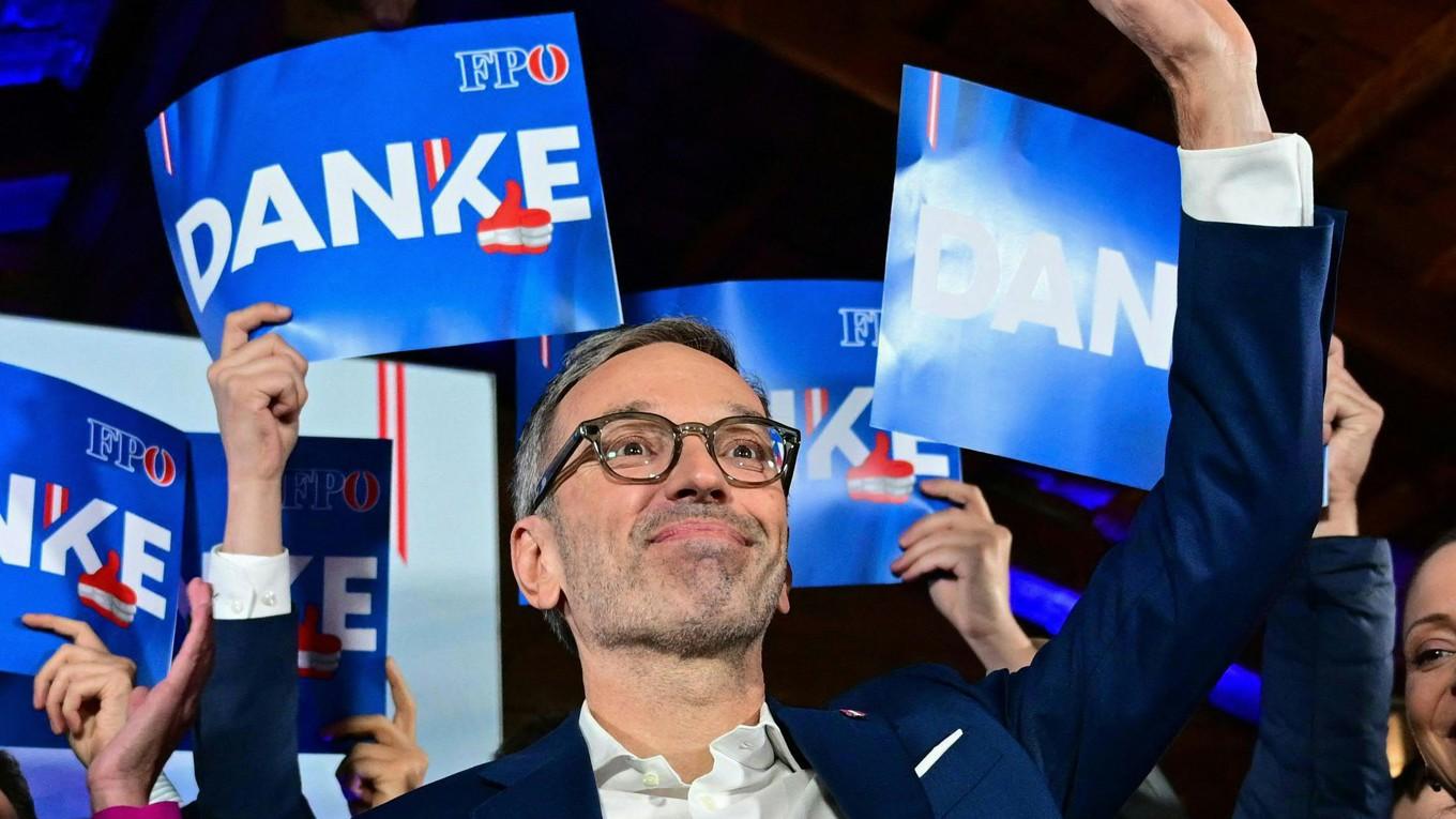Herbert Kickl, ledare för det invandringskritiska partiet FPÖ, i samband med parlamentsvalet den 29 september. Foto: Roland Schlager/APA/AFP via Getty Images