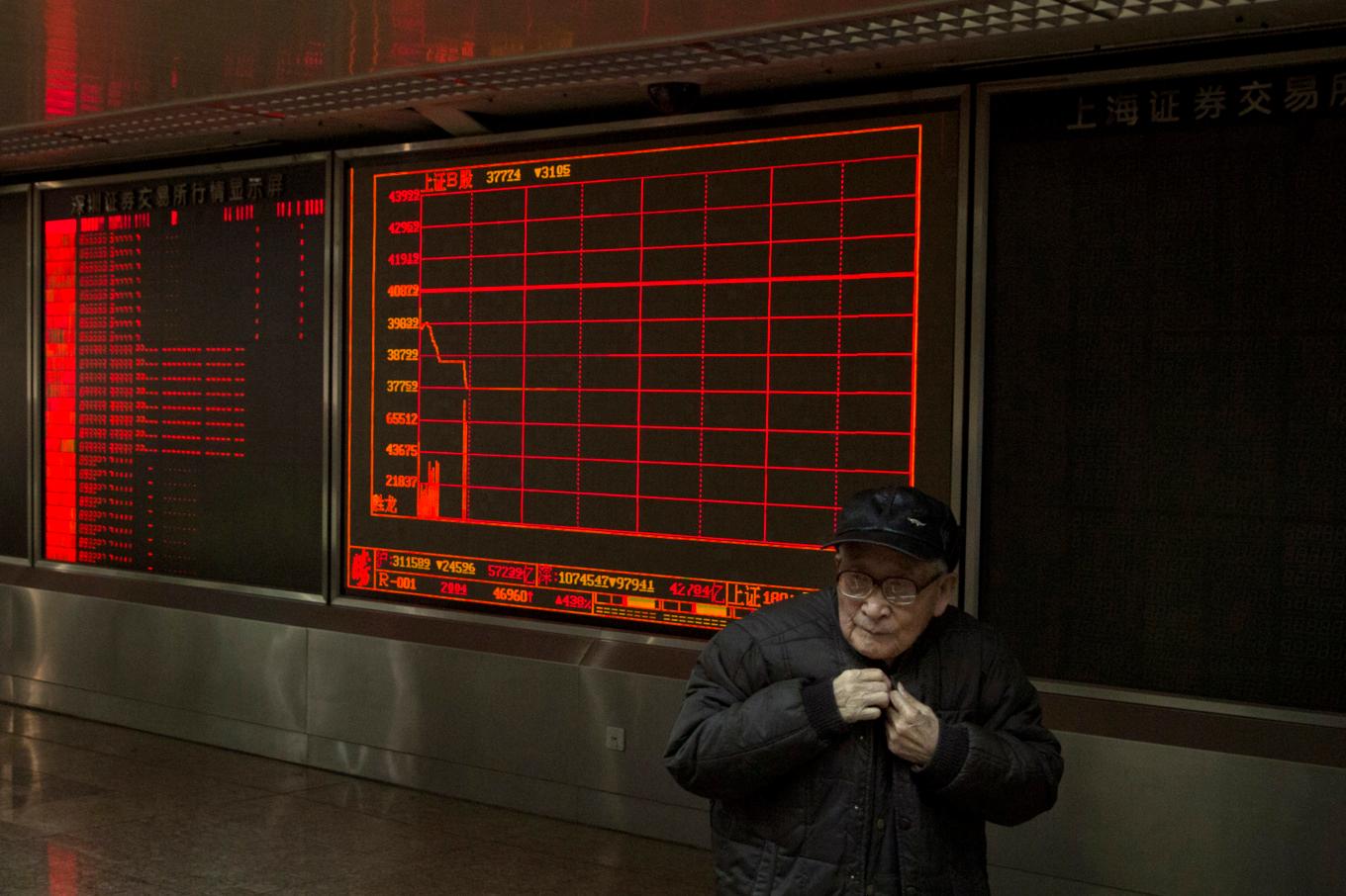 Dystert på Shanghai-börsen. Arkivbild. Foto: Ng Han Guan/AP/TT