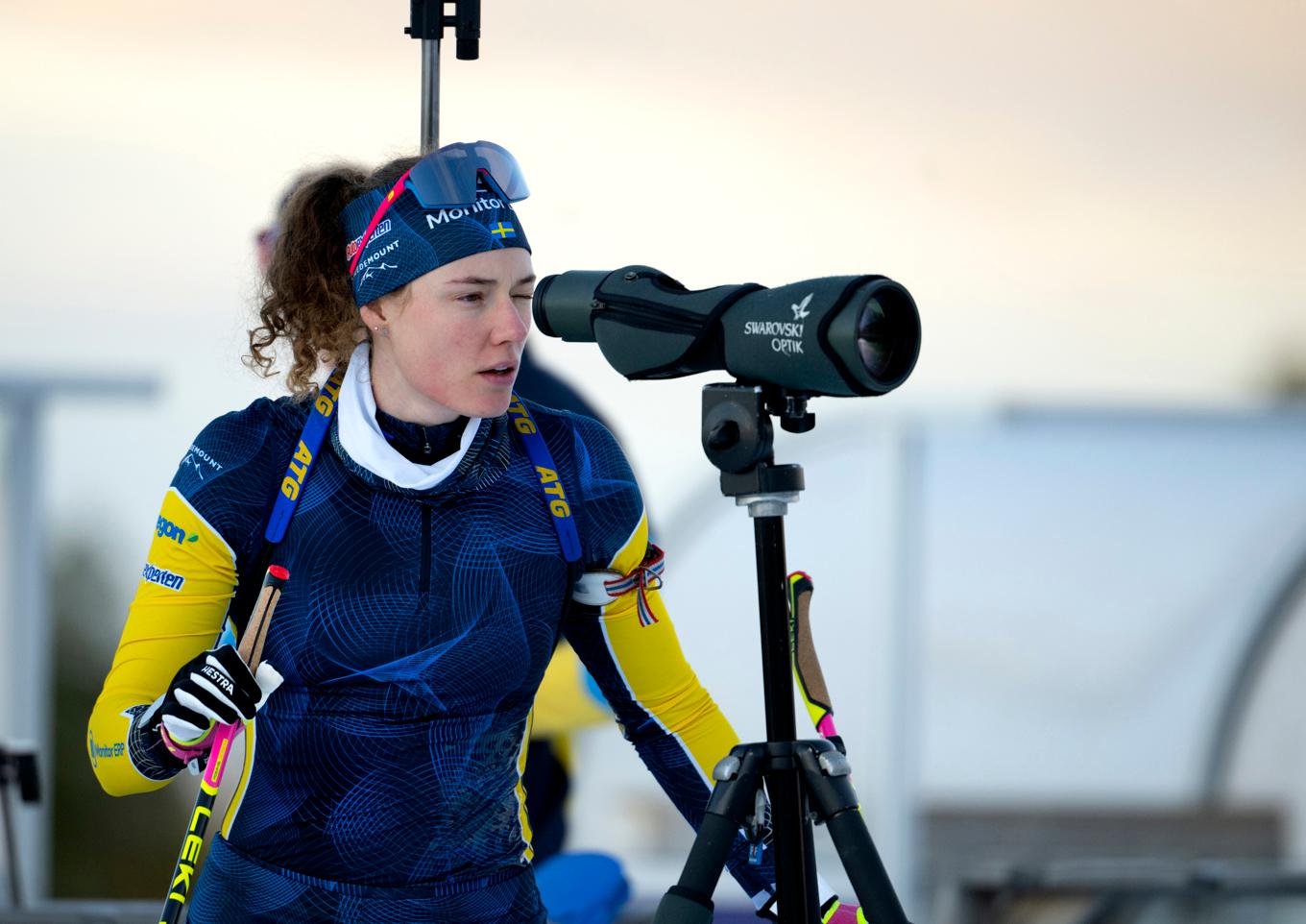 Hanna Öberg ser ljust på skidskytteformen, att den blir stigande till VM. Arkivbild. Foto: Anders Wiklund/TT