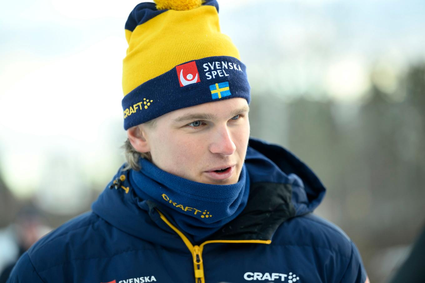 Svenska sprinthoppet Edvin Anger är beredd på norska burop under skid-VM i Trondheim. Arkivbild. Foto: Fredrik Sandberg/TT