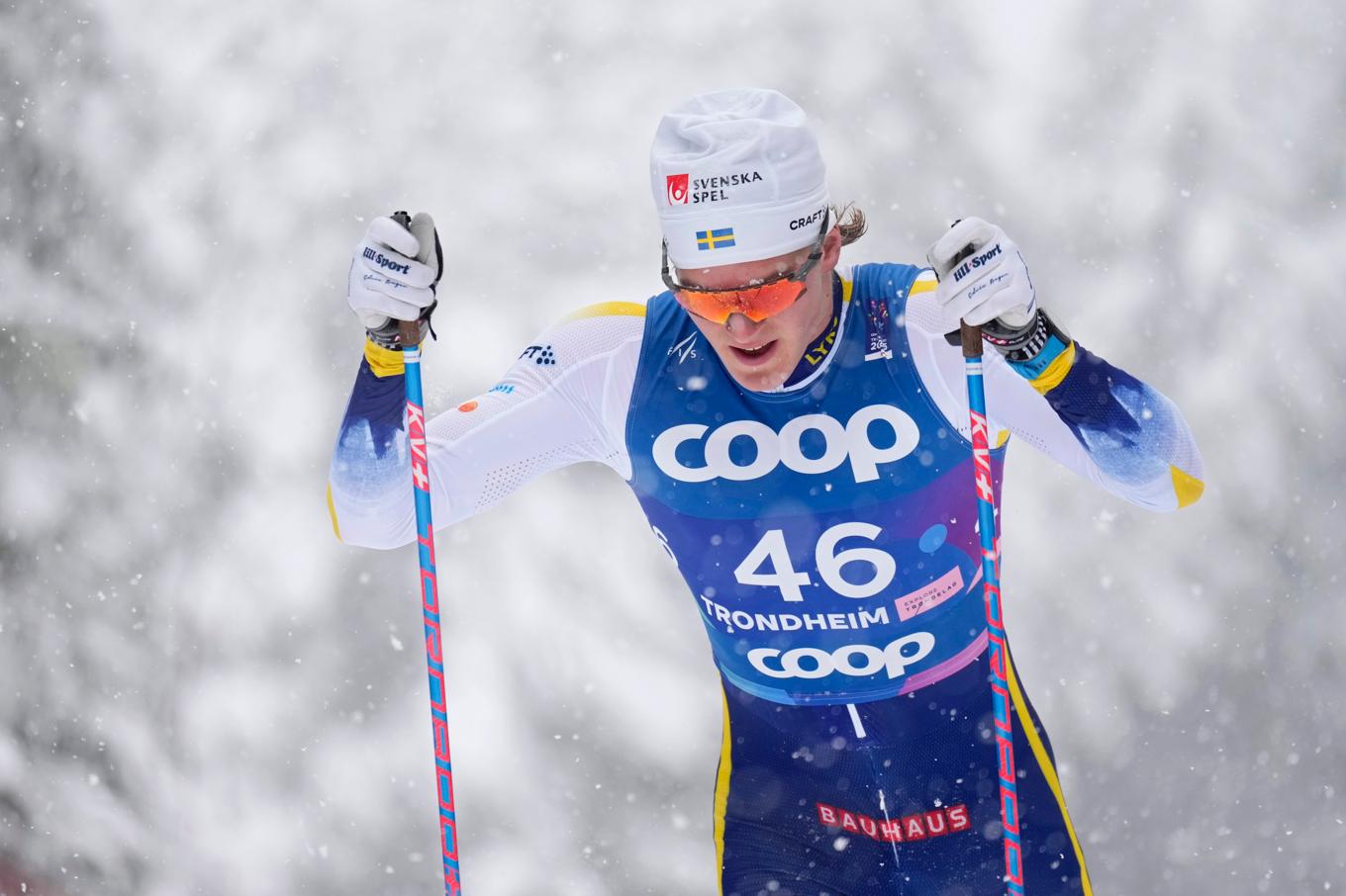 Edvin Anger tog sånär en oväntad VM-medalj på 10 kilometer klassiskt. Foto: Matthias Schrader/AP/TT