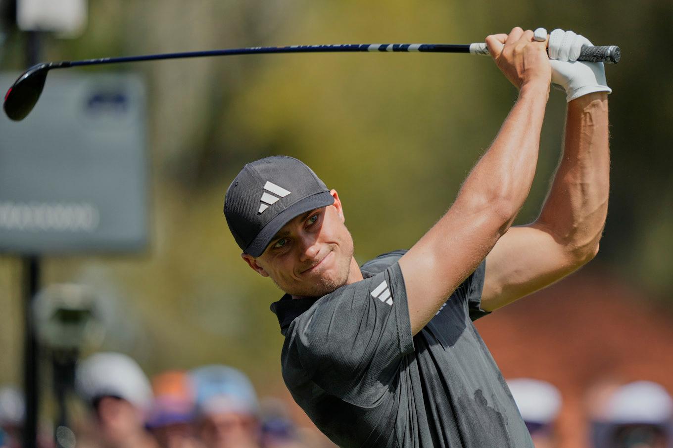 Ludvig Åberg under andra rundan i The Players Championship. Foto: Julia Demaree Nikhinson/AP/TT