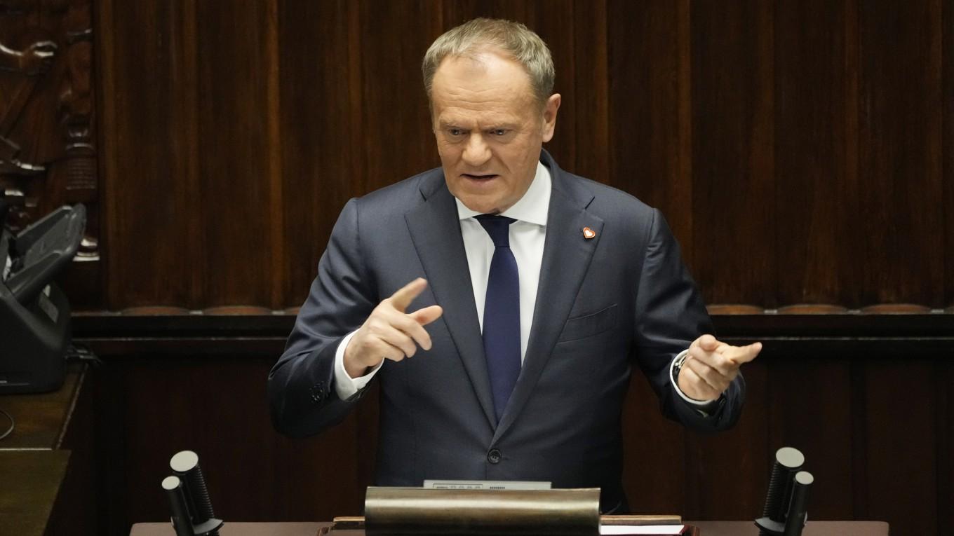 Polens premiärminister Donald Tusk tidigare i mars. Foto: Czarek Sokolowski/AP/TT
