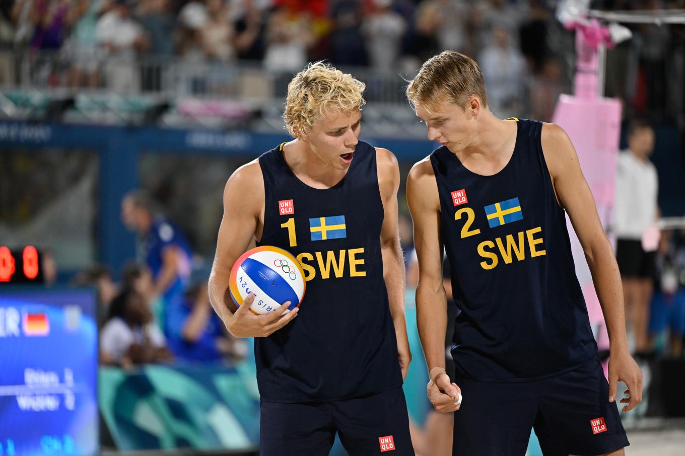 David Åhman och Jonatan Hellvig under fjolårets OS-turnering i Paris. Foto: Henrik Montgomery/TT