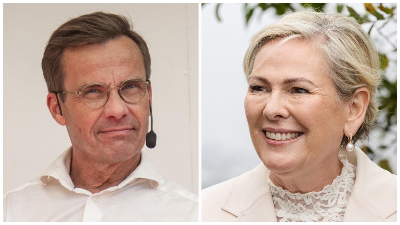 Statsminister Ulf Kristersson (M) och Islands president Halla Tómasdóttir. Foto: Bilbo Lantto/Thomas Traasdahl/Ritzau Scanpix/AFP via Getty Images