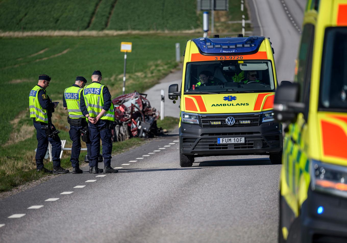 En man i 40-årsåldern har omkommit i en trafikolycka utanför Höör. Foto: Johan Nilsson/TT