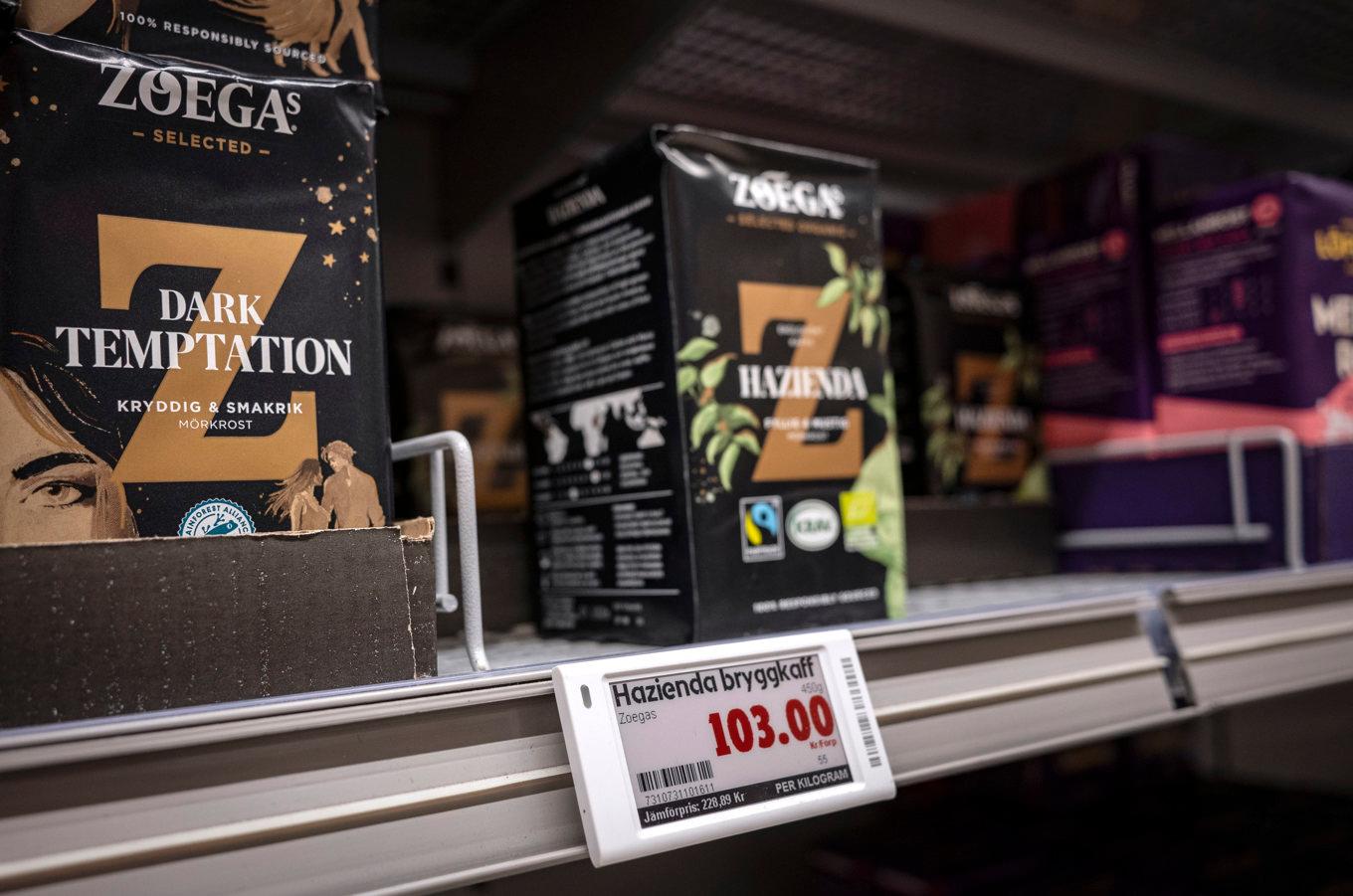 103 kronor för ett paket bryggkaffe i Malmö på tisdagen. Foto: Johan Nilsson / TT