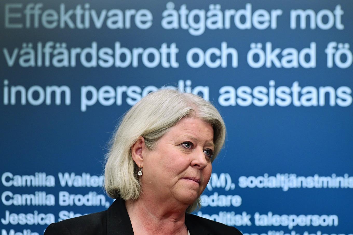 Socialtjänstminister Camilla Waltersson Grönvall (M) tillsatte på tisdagen en utredning för att motverka välfärdsbrottslighet inom personlig assistans. Foto: Jonas Ekströmer/TT