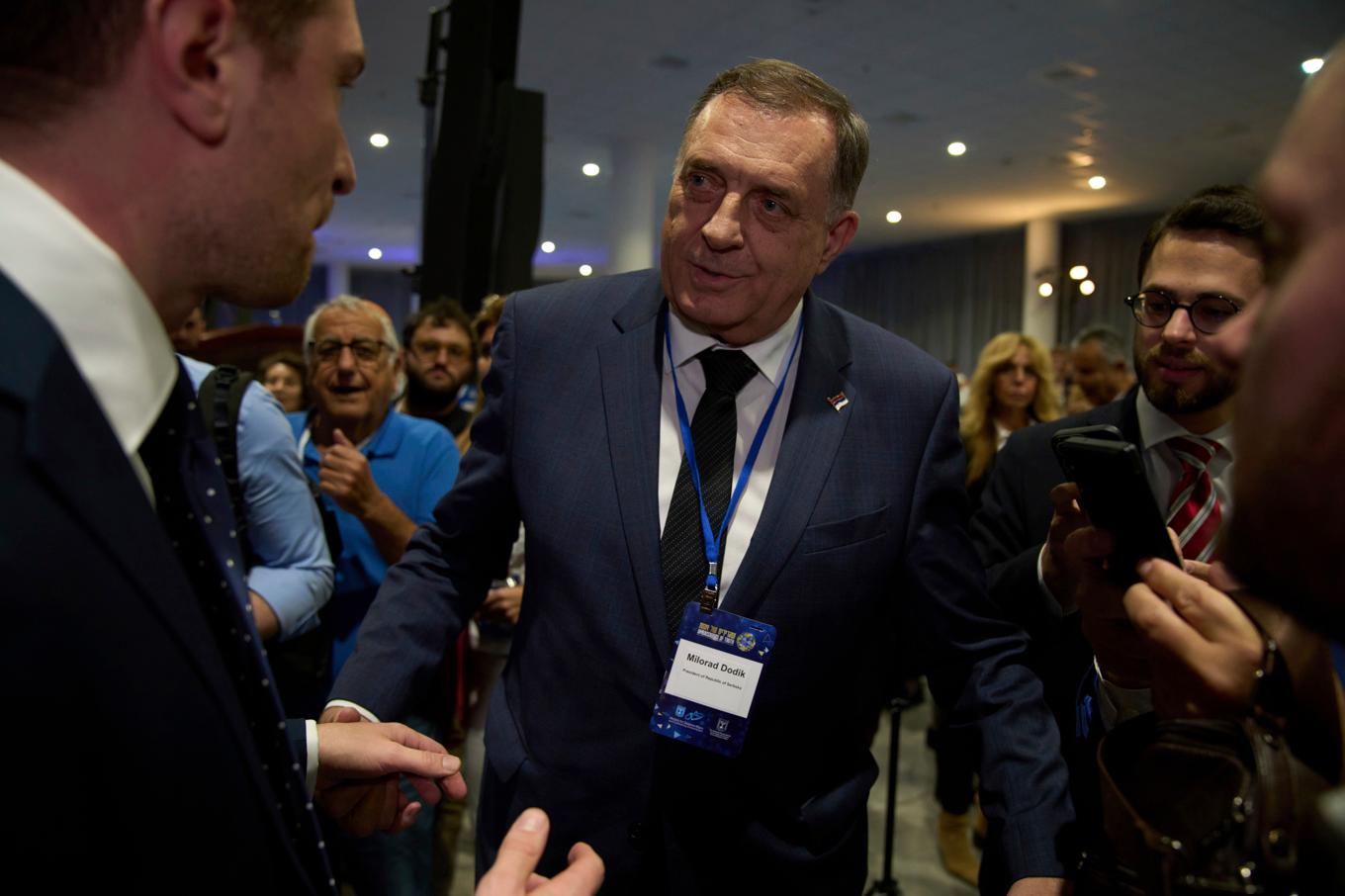 Den bosnienserbiske presidenten Milorad Dodik i Jerusalem i slutet av mars. Foto: Leo Correa/AP/TT
