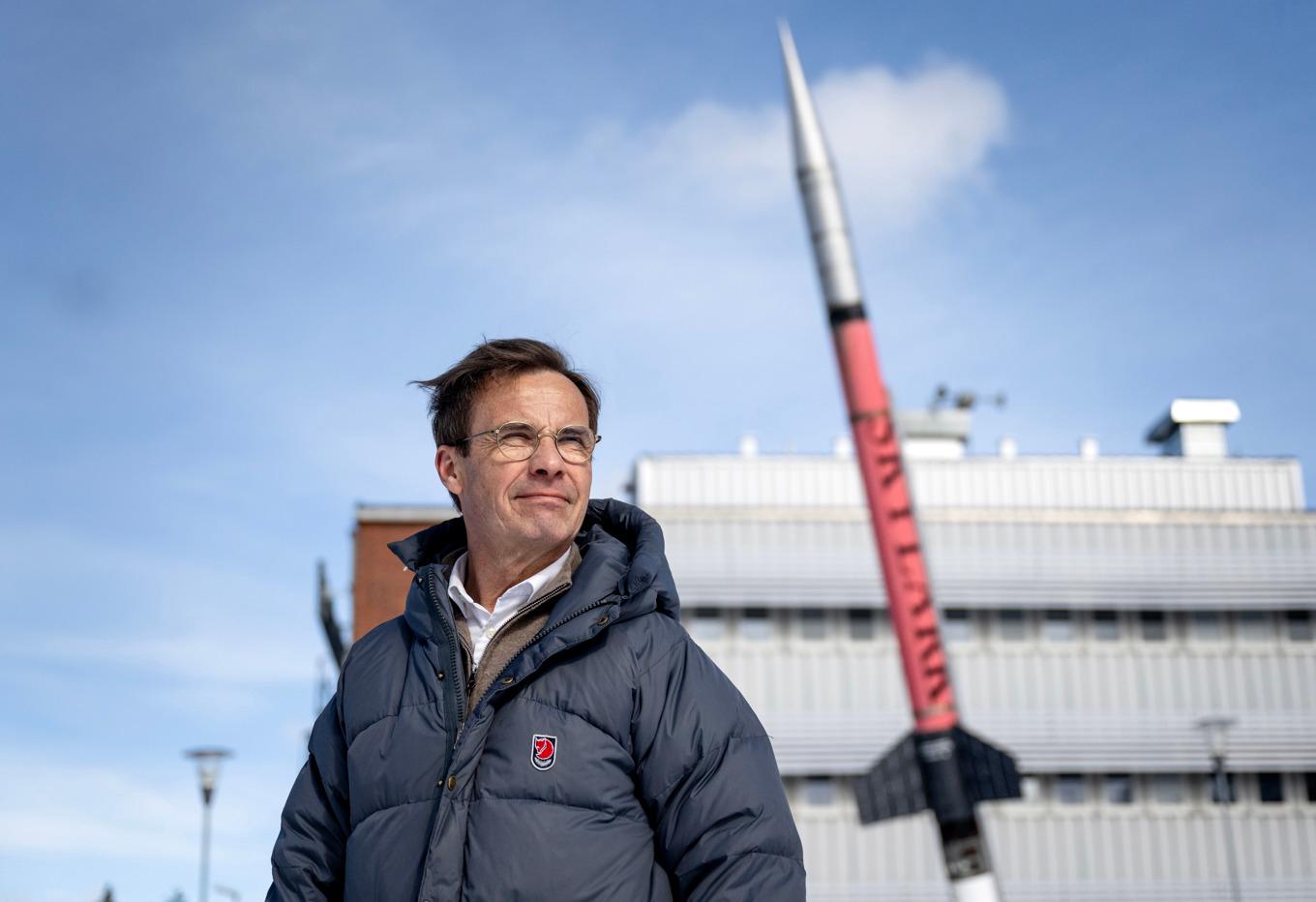 "USA är ett av de ledande länderna när det gäller all rymdteknologi, men vi ska inte vara blyga själva", säger statsminister Ulf Kristersson (M). Foto: Christine Olsson/TT