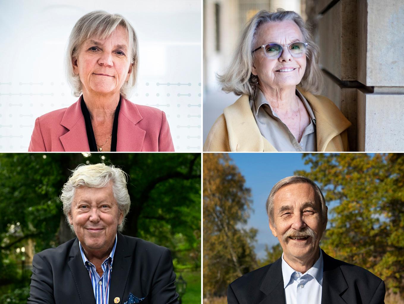 Marie Ehrling, Marie Göranzon, Ulf Elfving och Håkan Lans tilldelas ordnar av kungen. Arkivbilder/montage. Foto: TT Nyhetsbyrån