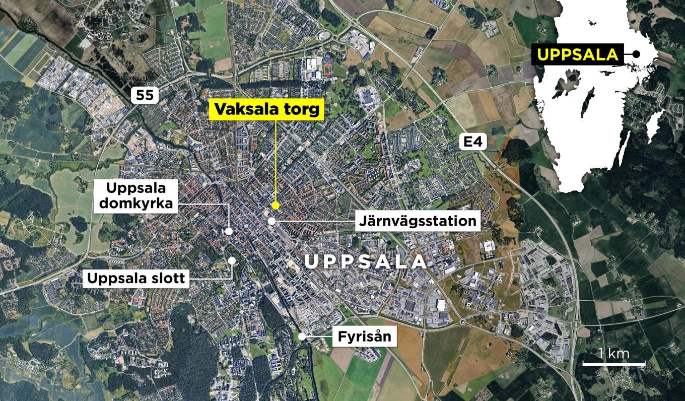 Tre personer sköts till döds i centrala Uppsala under tisdagen. Foto: Anders Humlebo/TT