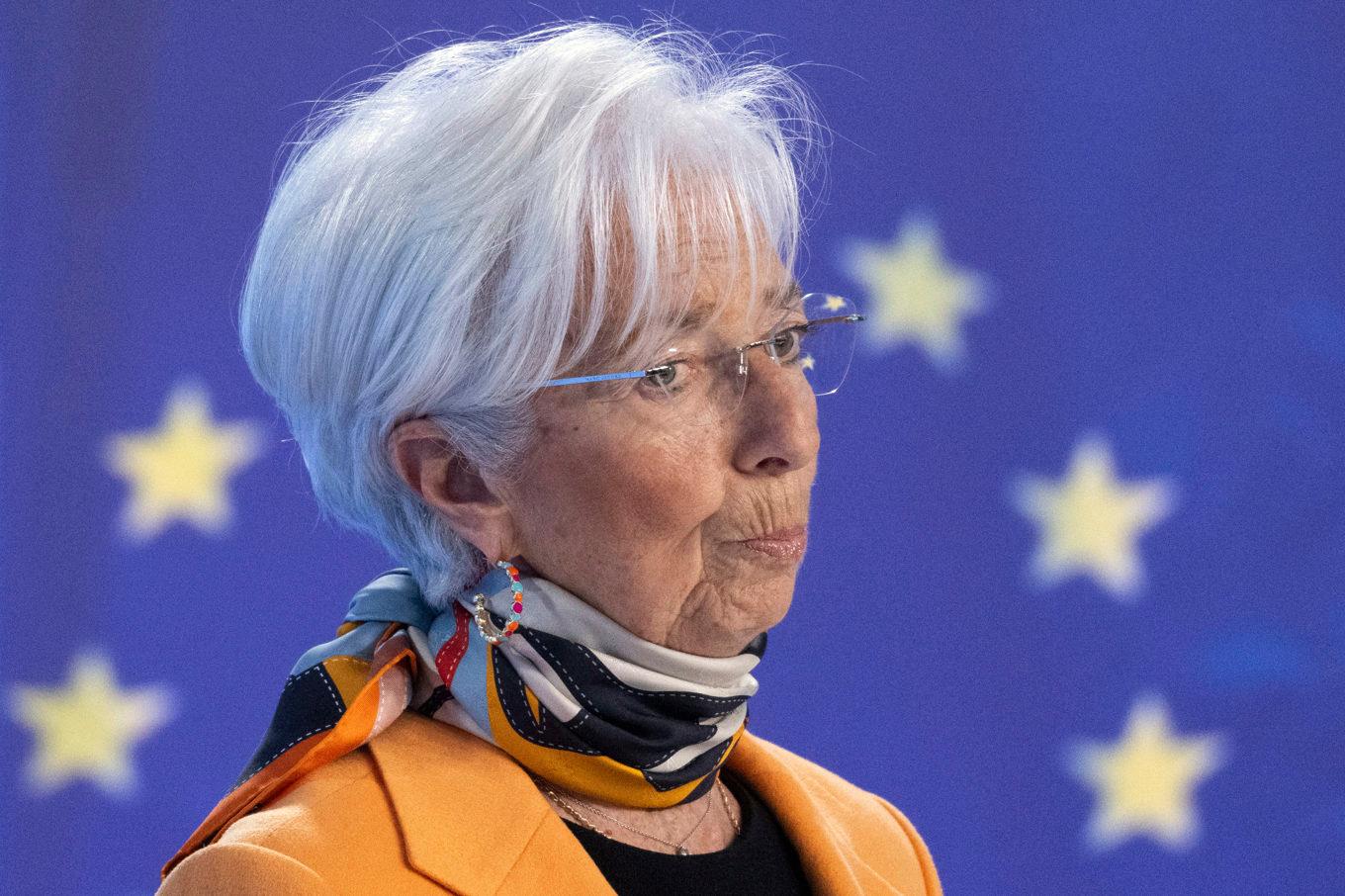 Europeiska centralbankens chef Christine Lagarde på en presskonferens i mars. Arkivfoto. Foto: Boris Roessler/dpa/AP/TT
