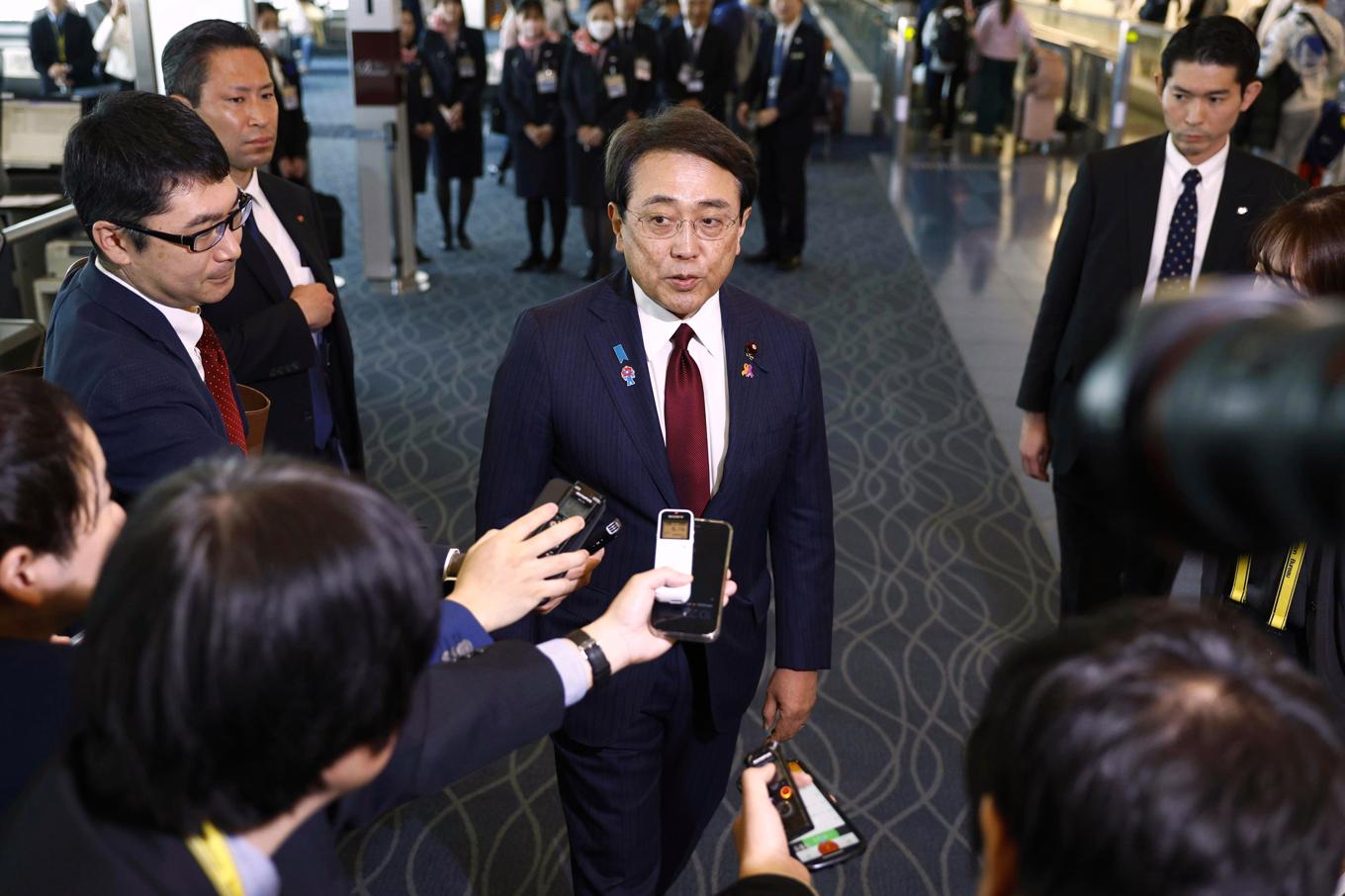 Japans chefsförhandlare Ryosei Akazawa hoppas på ett avtal med Trumpregeringen om tullar och handel. Arkivbild Foto: Kyodo News/AP/TT