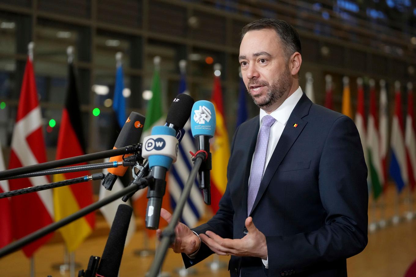 Belgiens utrikesminister Maxime Prévot på ett möte i Bryssel i februari. Arkivfoto. Foto: Virginia Mayo/AP/TT