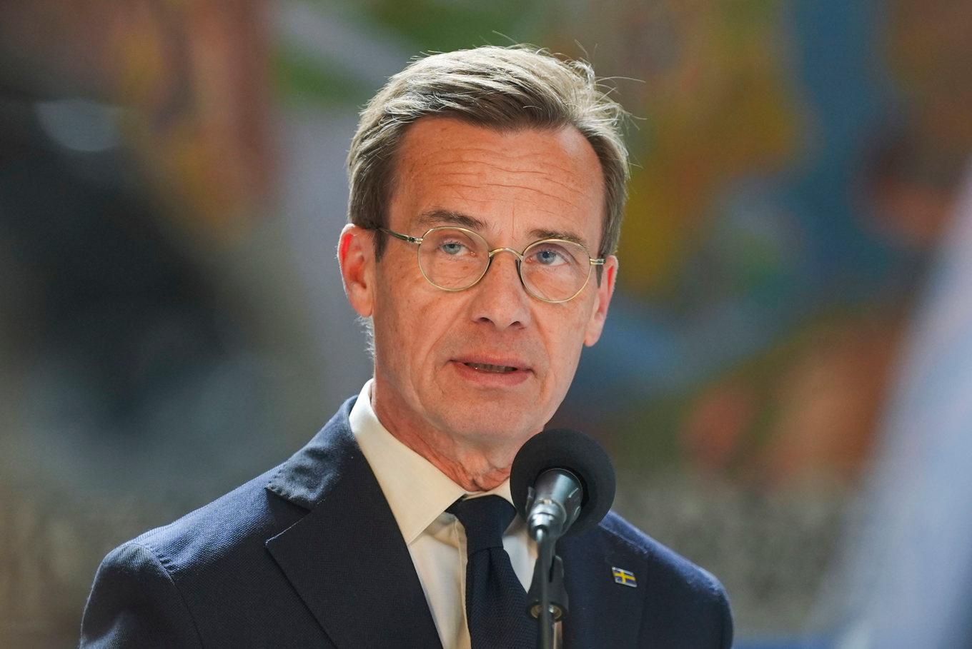 Ulf Kristersson i Oslo, där han deltagit på ett toppmöte inom försvarssamarbetet Joint Expeditionary Force (JEF). Foto: Terje Pedersen/NTB/TT