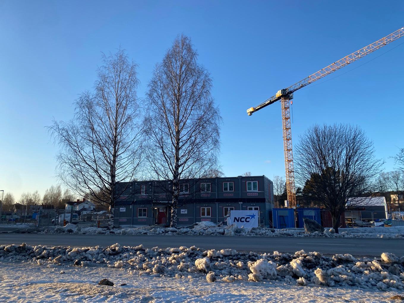 Nyproduktion av lägenheter vid Skellefteälven i Skellefteå i vintras. Foto: Gustav Sjöholm/TT
