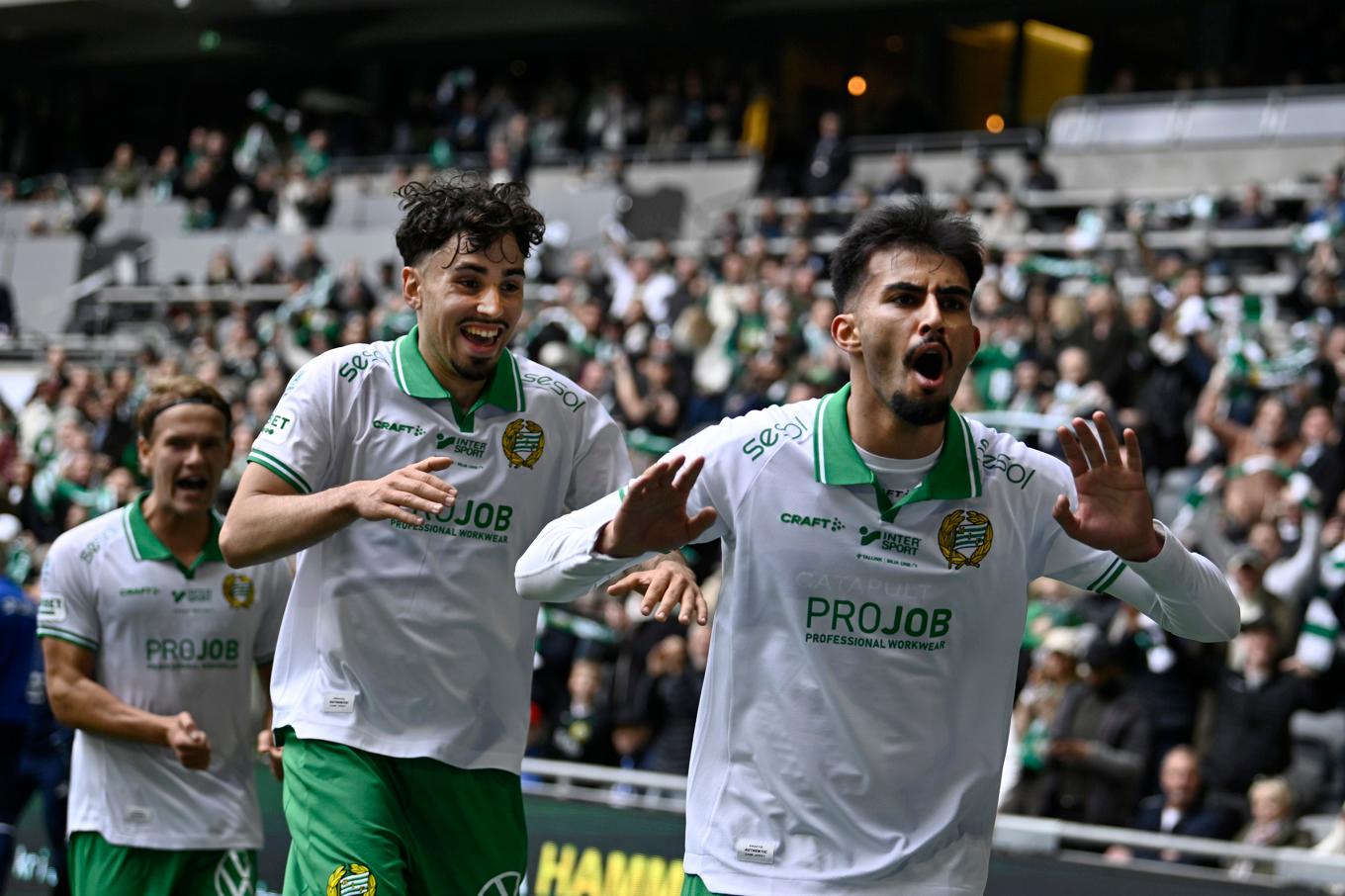 Hammarbys Montader Madjed jublar efter kvitteringen mot IFK Norrköping. Foto: Oscar Olsson/TT