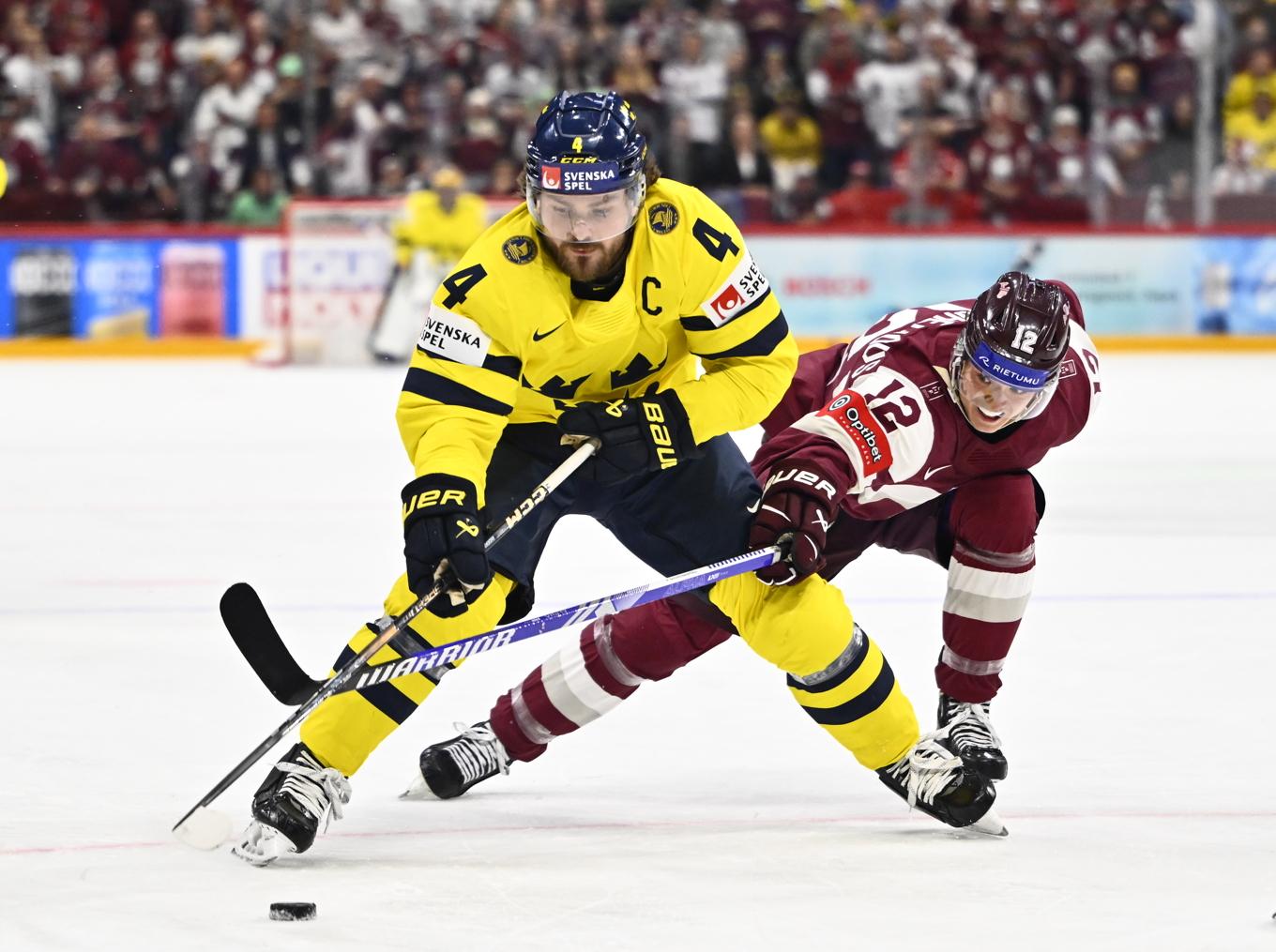 Rasmus Andersson gjorde sitt första VM-mål i 6–0-segern över Lettland. Foto: Anders Wiklund/TT