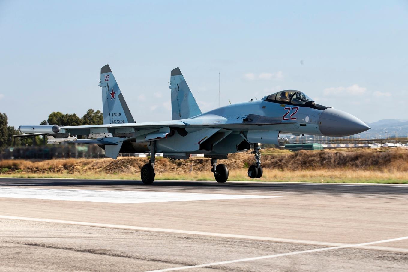 Ett ryskt stridsplan av den aktuella typen, Su-35. Arkivbild. Foto: Aleksandr Zemlianitjenko/AP/TT