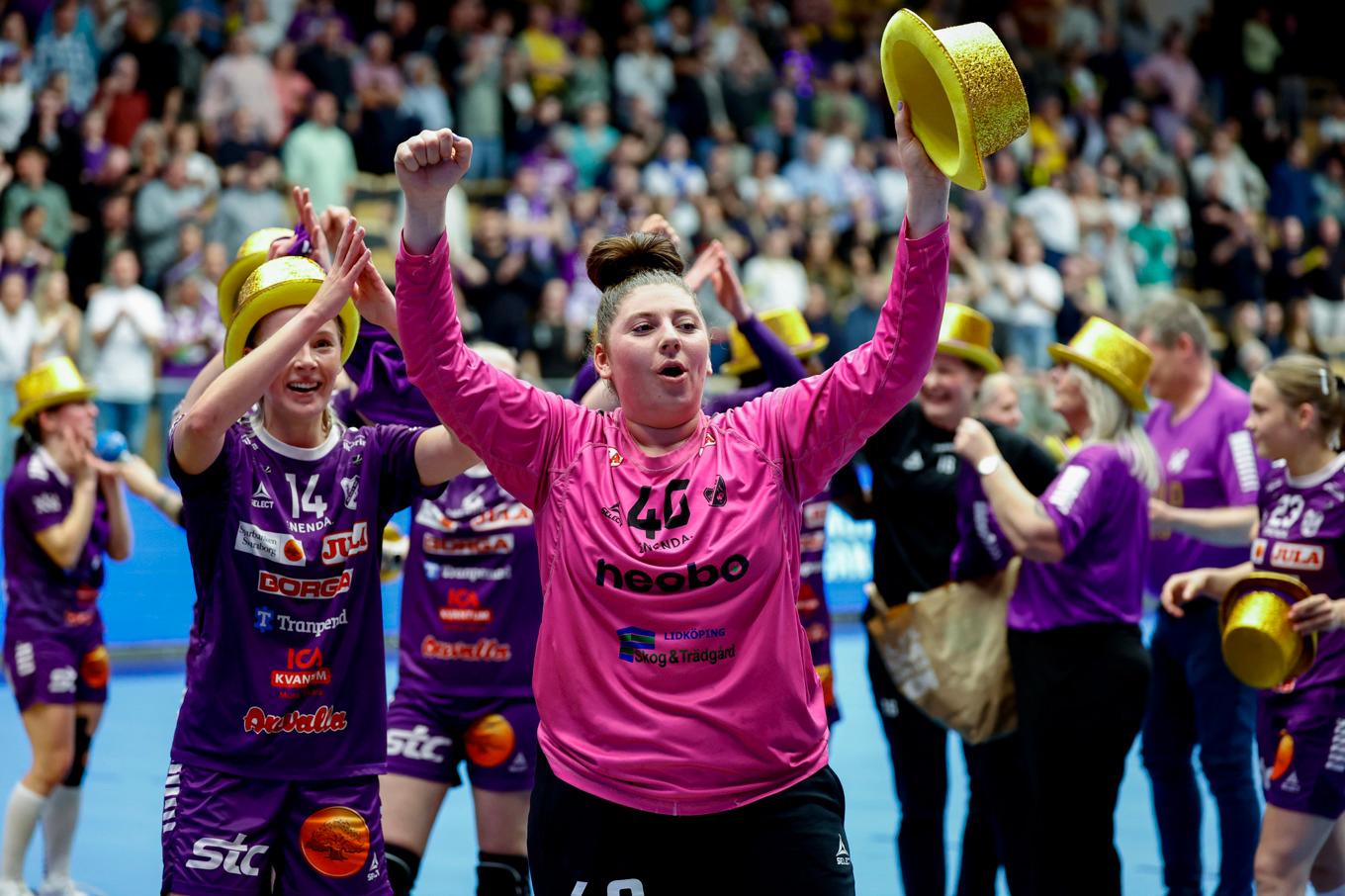Skara säkrade sitt första SM-guld i finalen mot Sävehof på torsdagen. Foto: Adam Ihse/TT