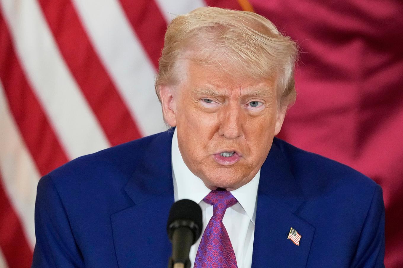 USA:s president Donald Trump i Qatar på torsdagen. Foto: Alex Brandon/AP/TT