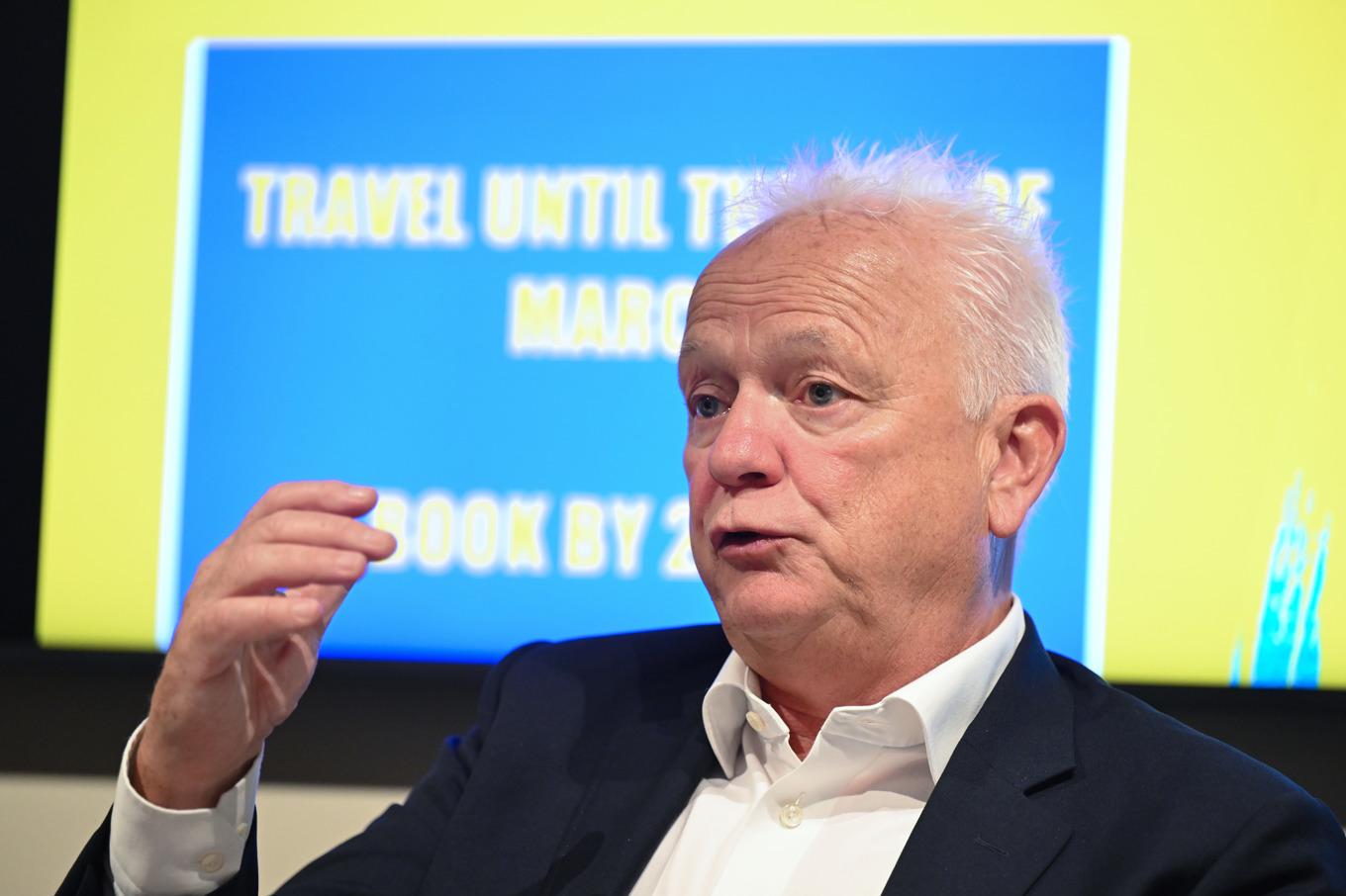 Ryanairs vd Eddie Wilson i samband med en pressträff i Stockholm förra året. Arkivbild. Foto: Jessica Gow/TT