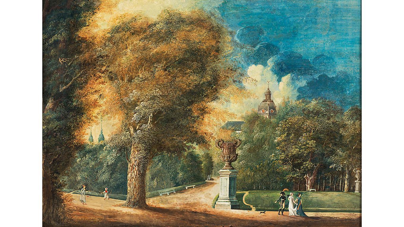Vy av Kungsträdgården, år 1805. Axel Fredrik Cederholm (1780–1828). Foto: Nationalmuseum