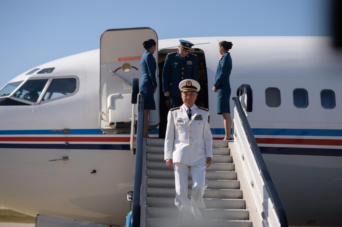 Amiral Miao Hua landar i Nordkorea 2019. Amiralen har sedan slutet av förra året misstänkts vara föremål för en intern utrensning. Foto: Kim Won Jin/AFP via Getty Images